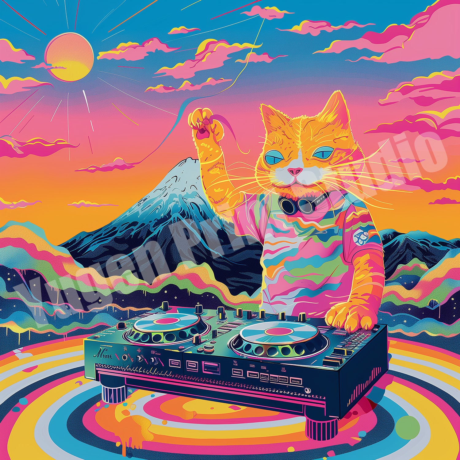 DJCat and Mt.Fuji Organic Cotton T-shirts