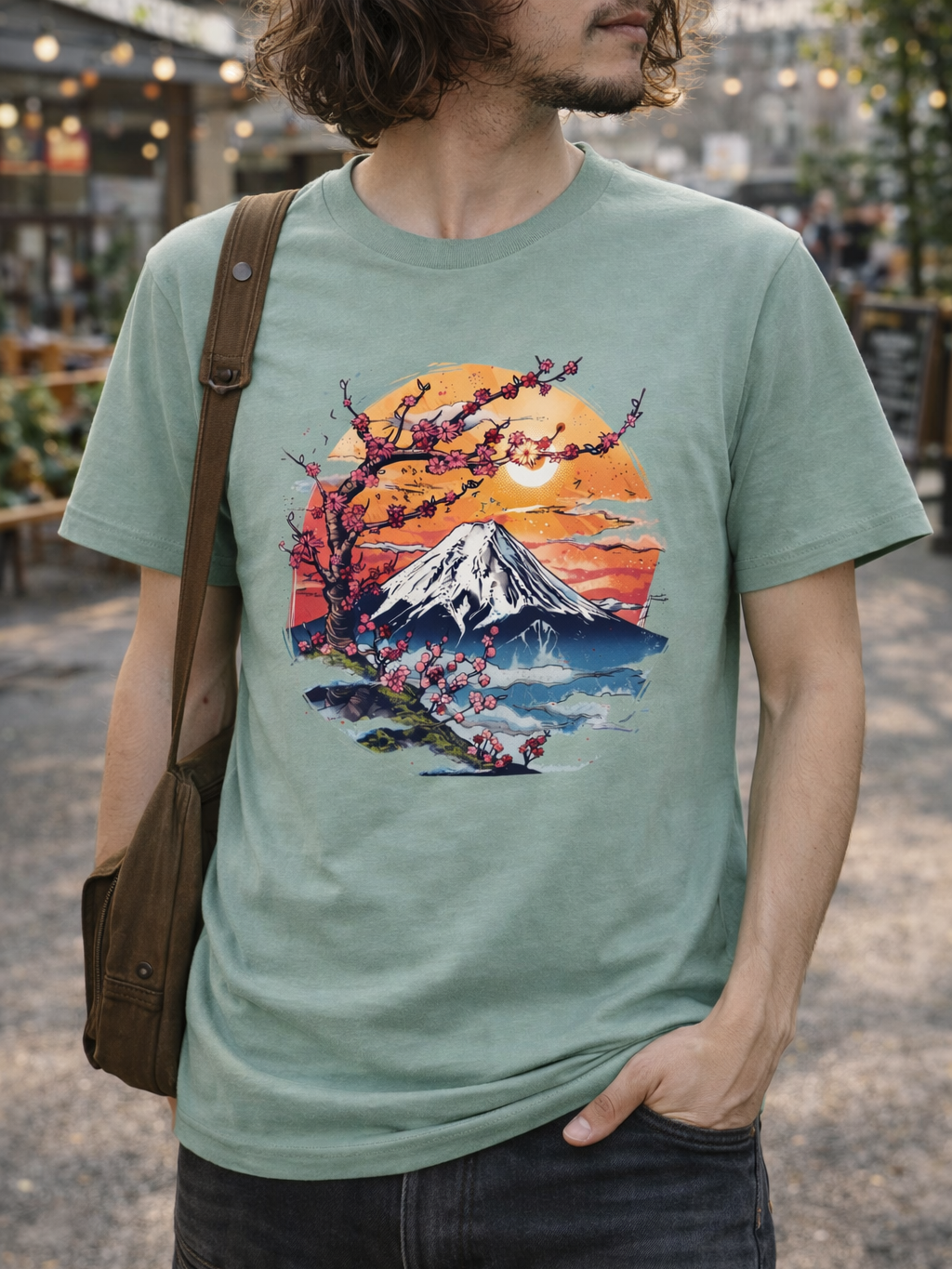 Mt.Fuji Cherry Blossom Organic cotton T-shirts