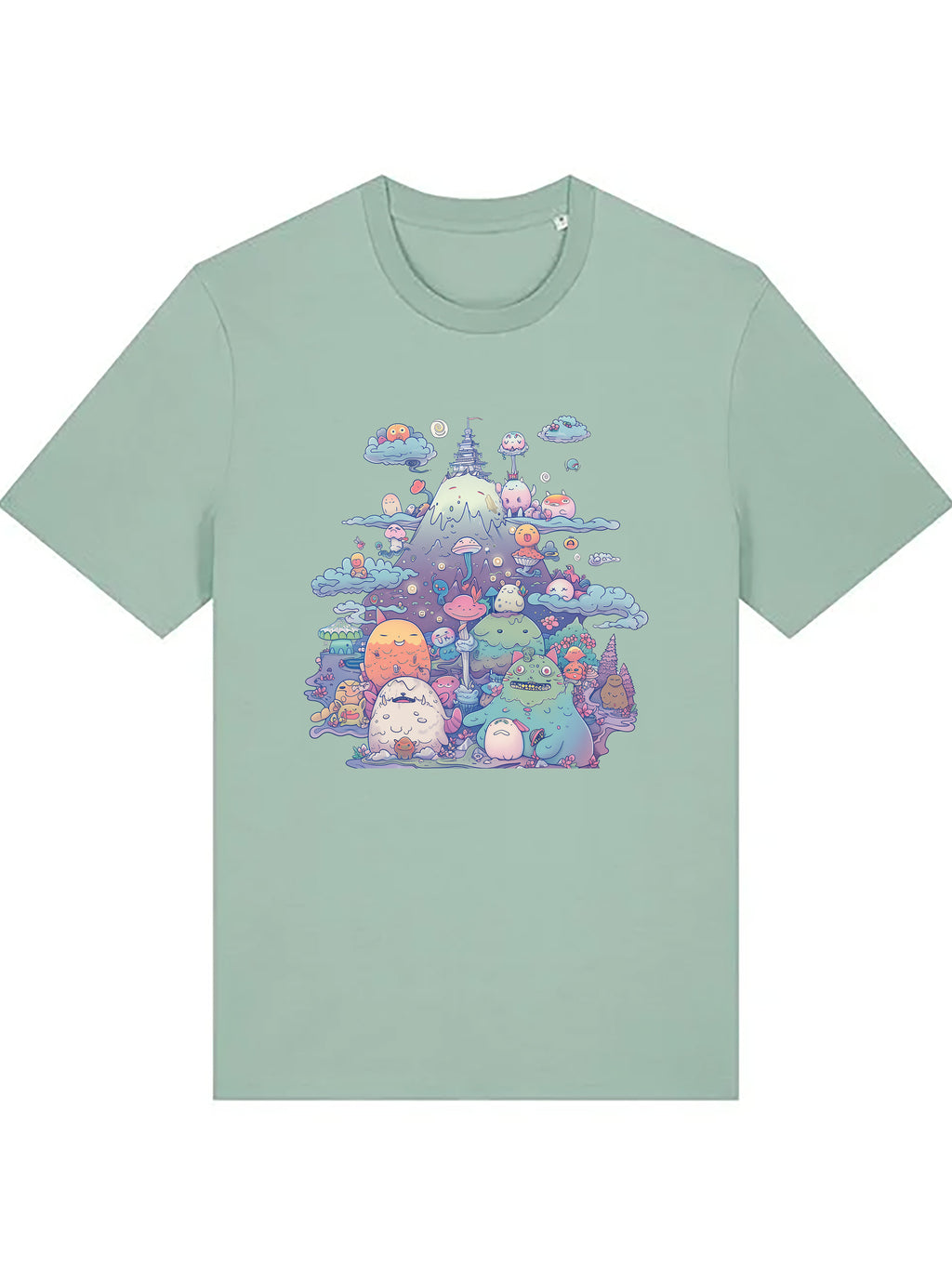 Kawaii Monsters with Mt.Fuji Organic Cotton T-shirts