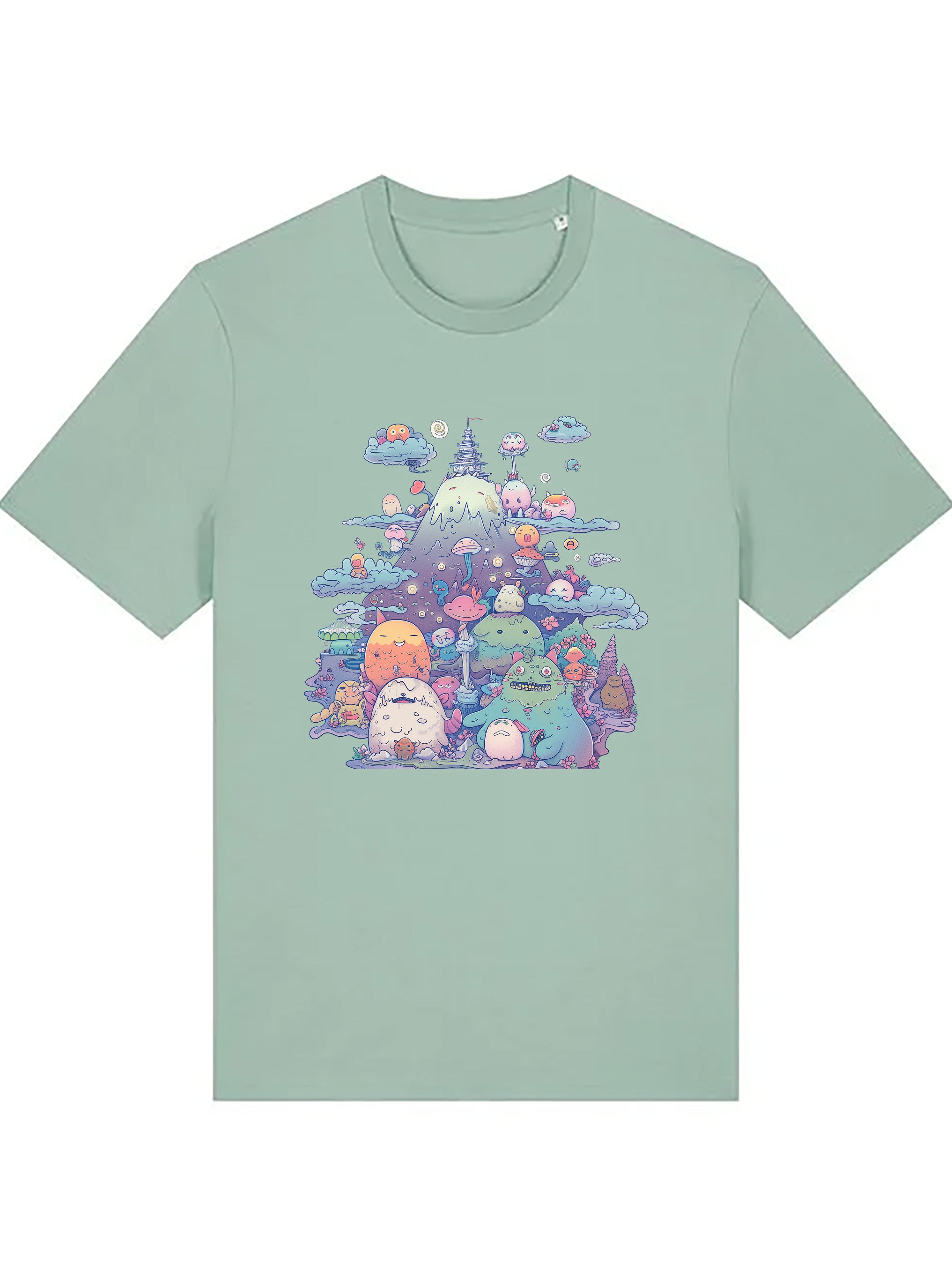 Kawaii Monsters with Mt.Fuji Organic Cotton T-shirts