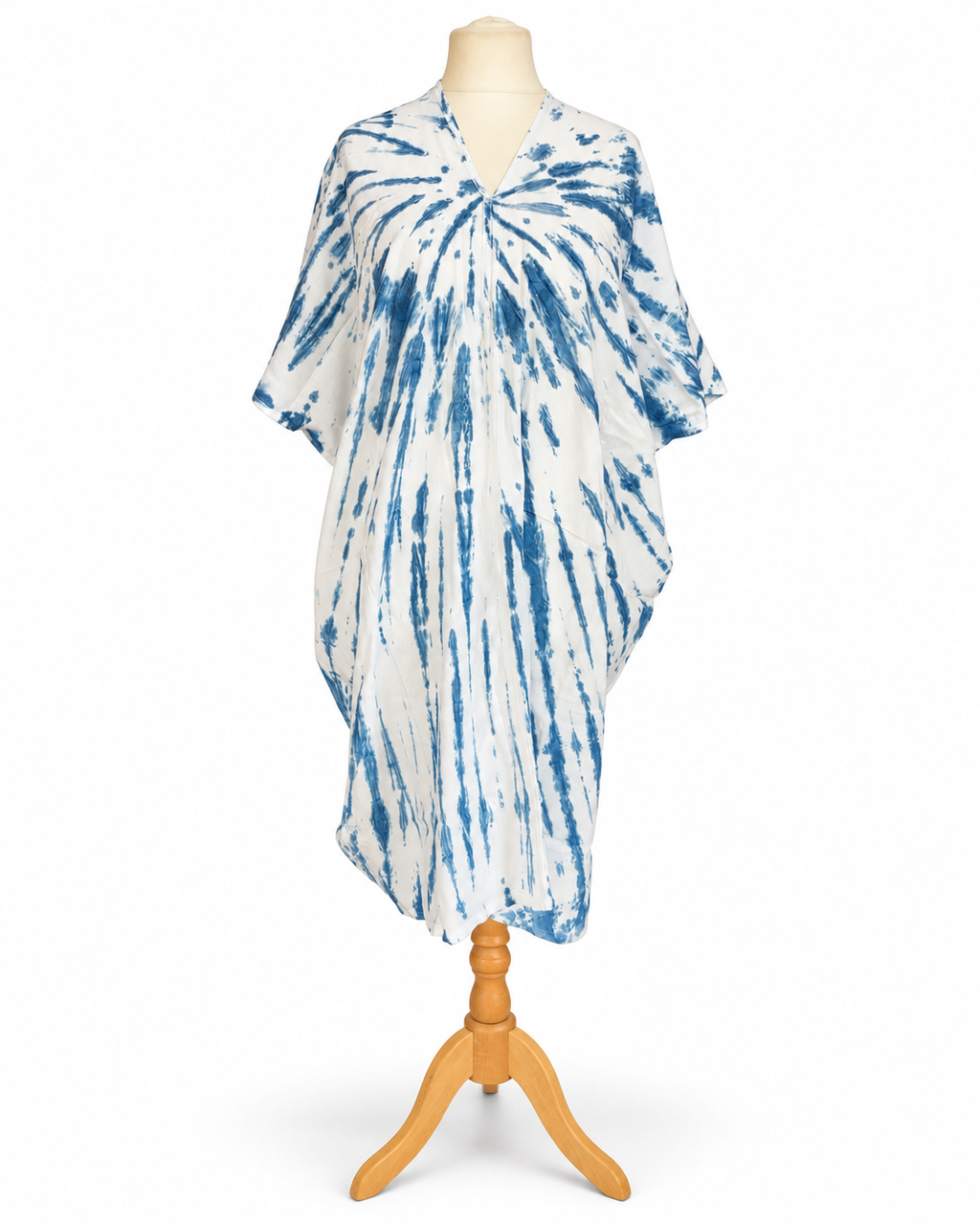 Hand Dyed Cotton Viscose Tie-Dye Kaftan Dress
