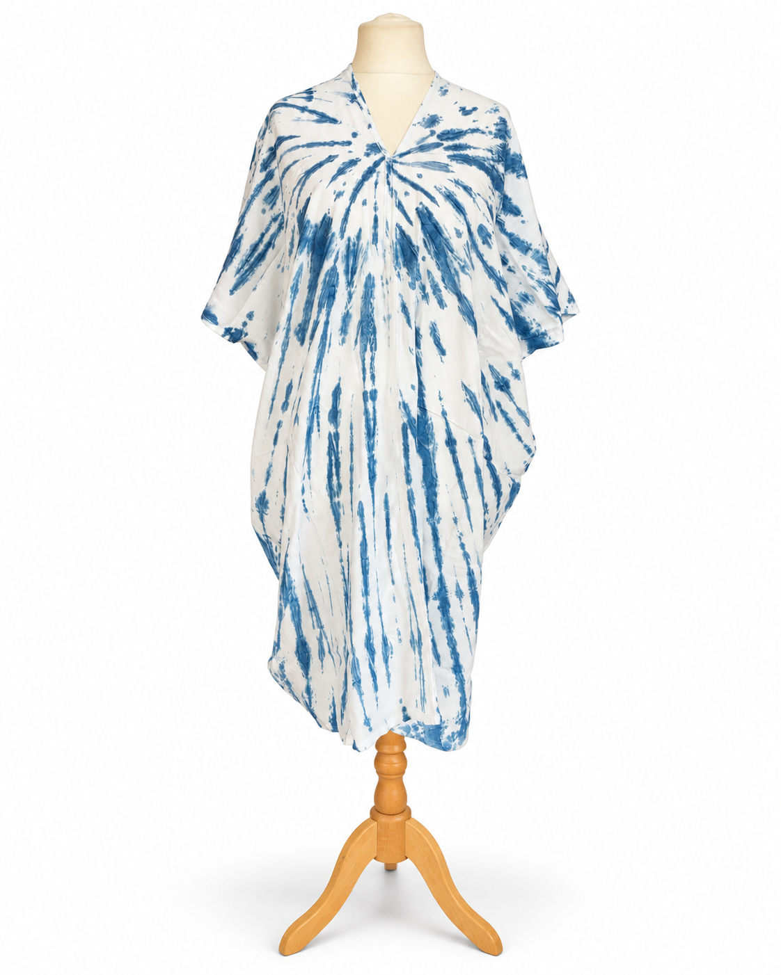 Hand Dyed Cotton Viscose Tie-Dye Kaftan Dress