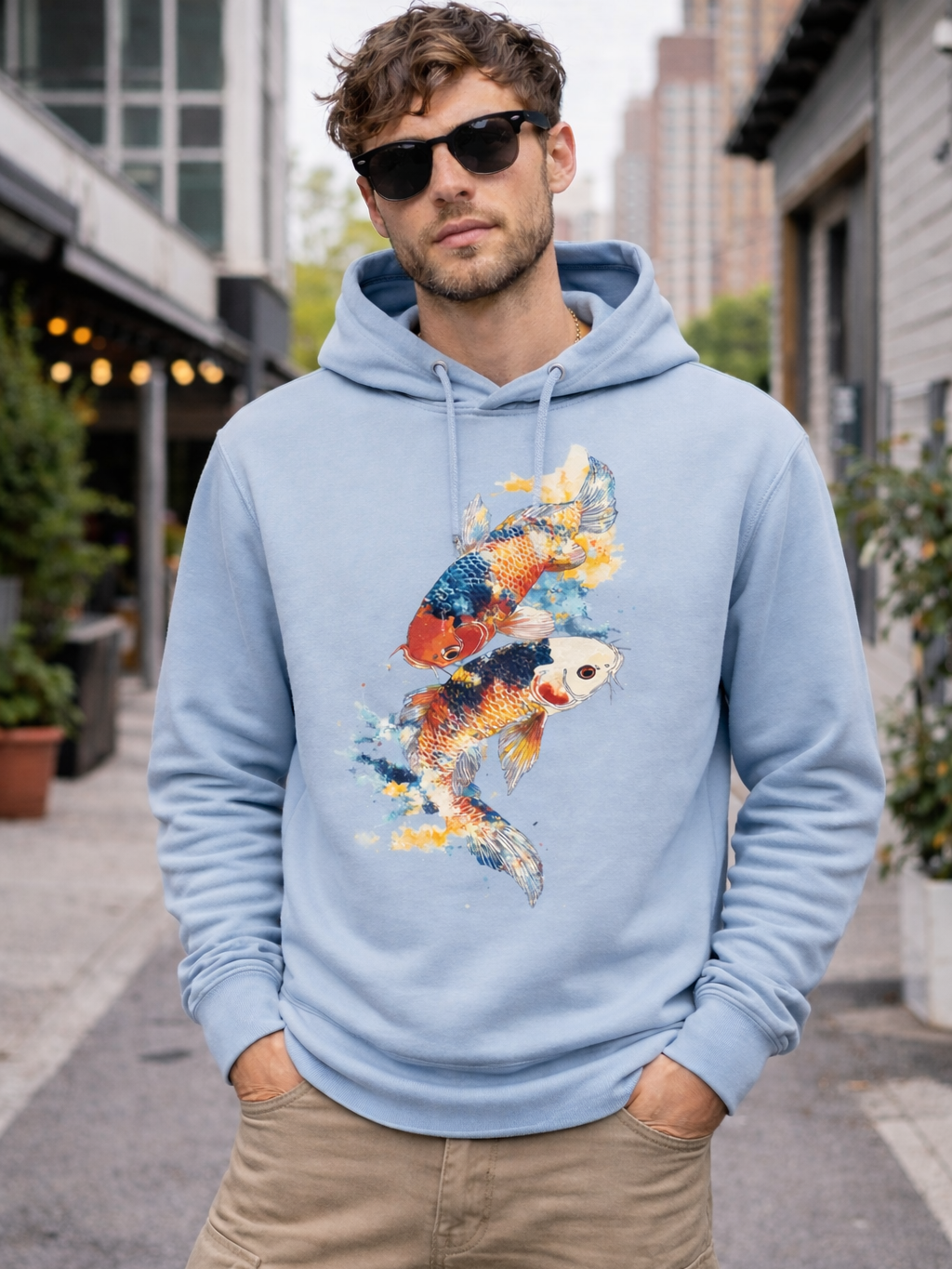 Koi fish Rise Organic cotton Hoodie