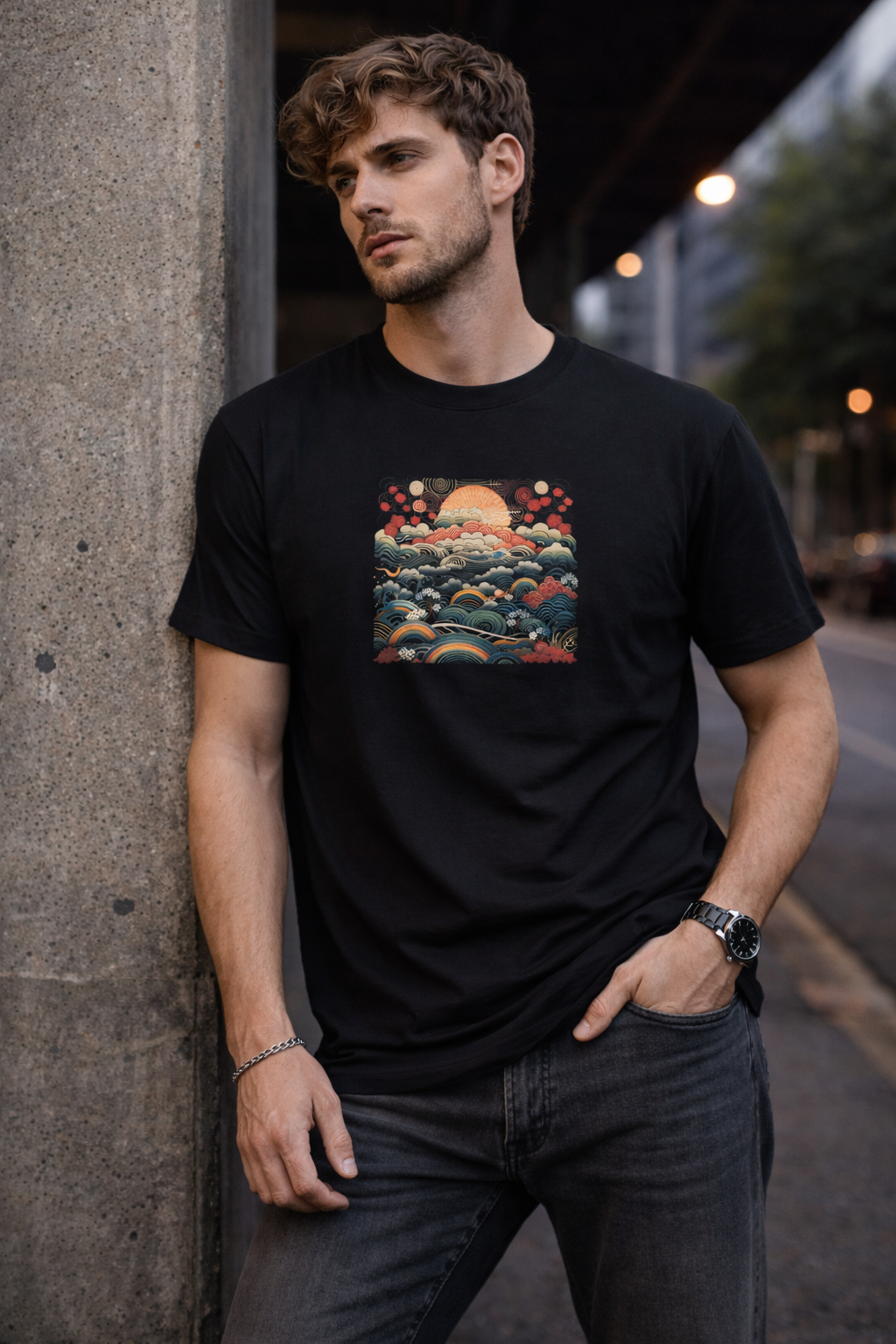 Psy Japanese Traditional Design Organic Cotton T-shirts