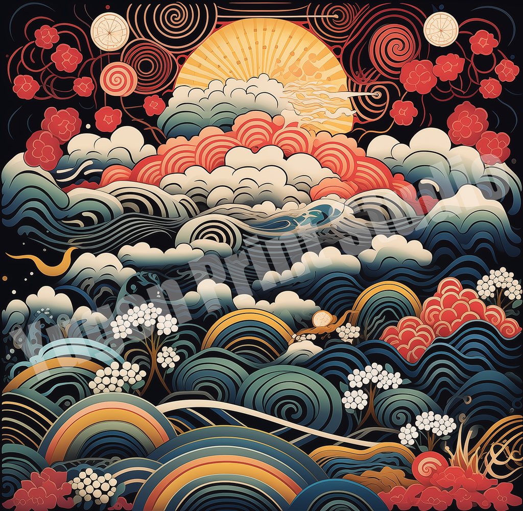 Psy Japanese Traditional Design Organic Cotton T-shirts