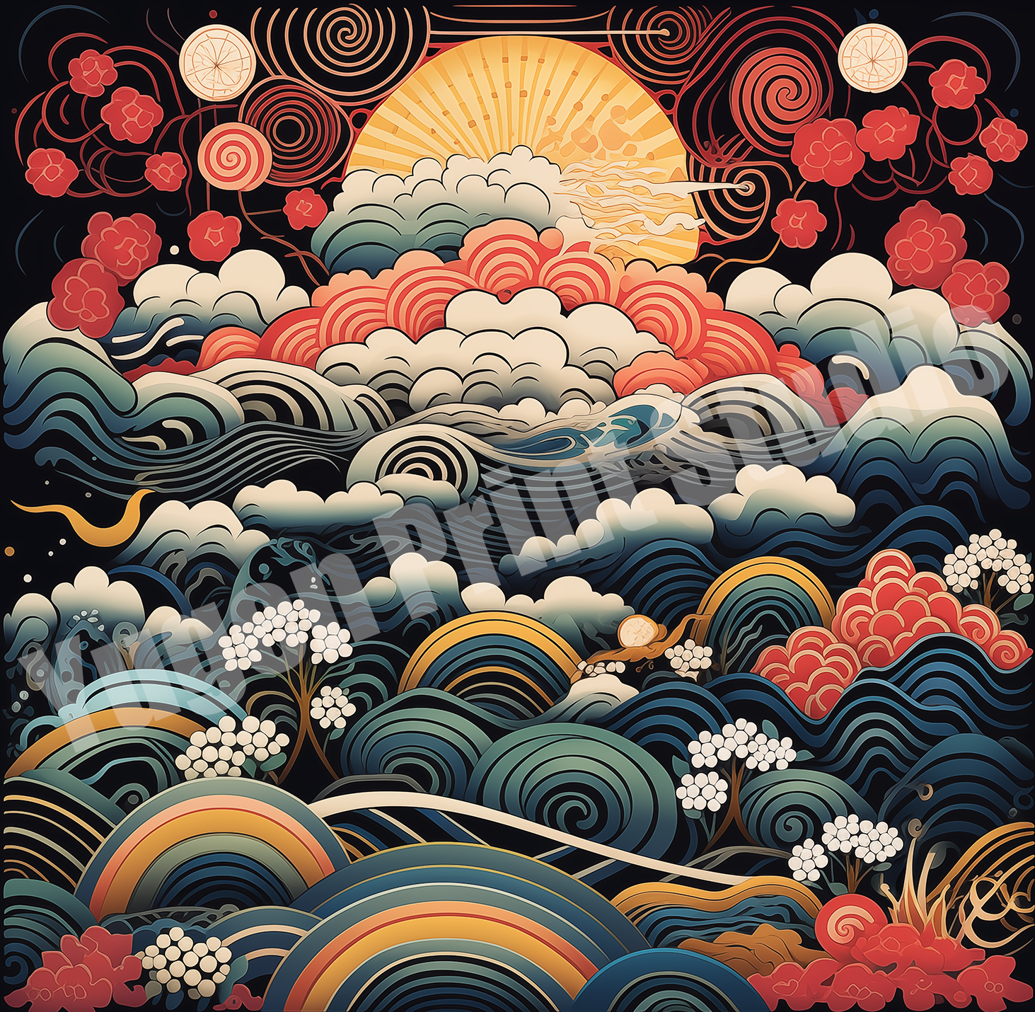 Psy Japanese Traditional Design Organic Cotton T-shirts