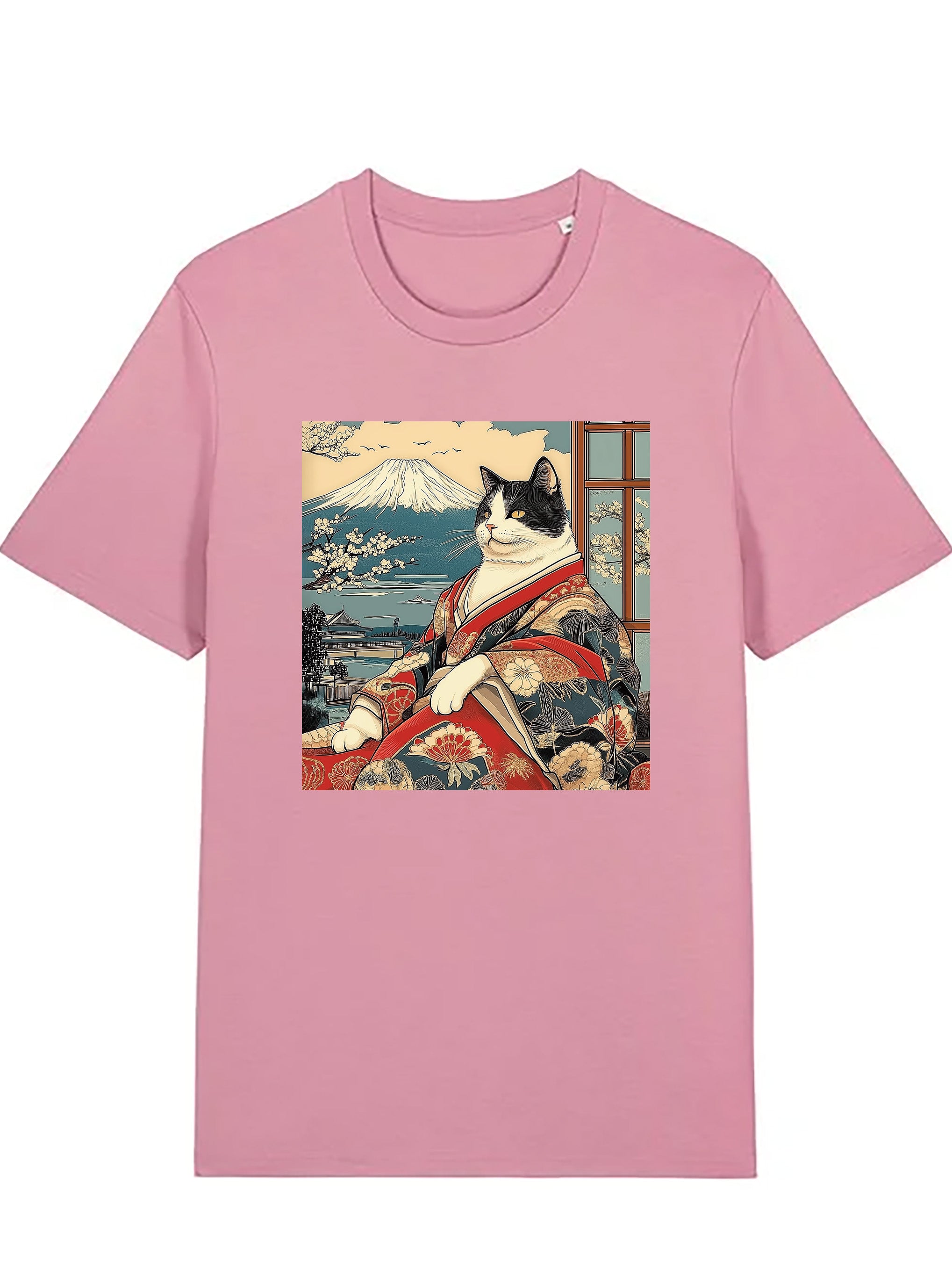 Samurai Cat and Mt.Fuji Organic Cotton T-shirts