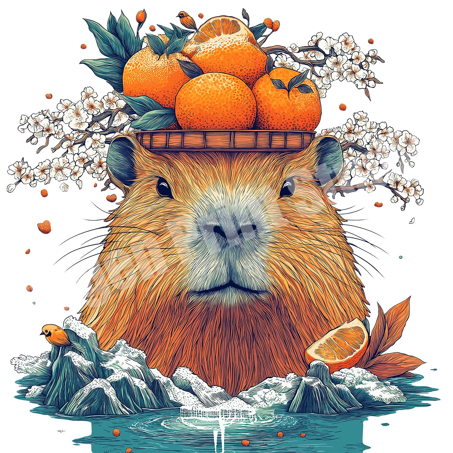 Capybara in the Hotspring Organic Cotton T-shirts