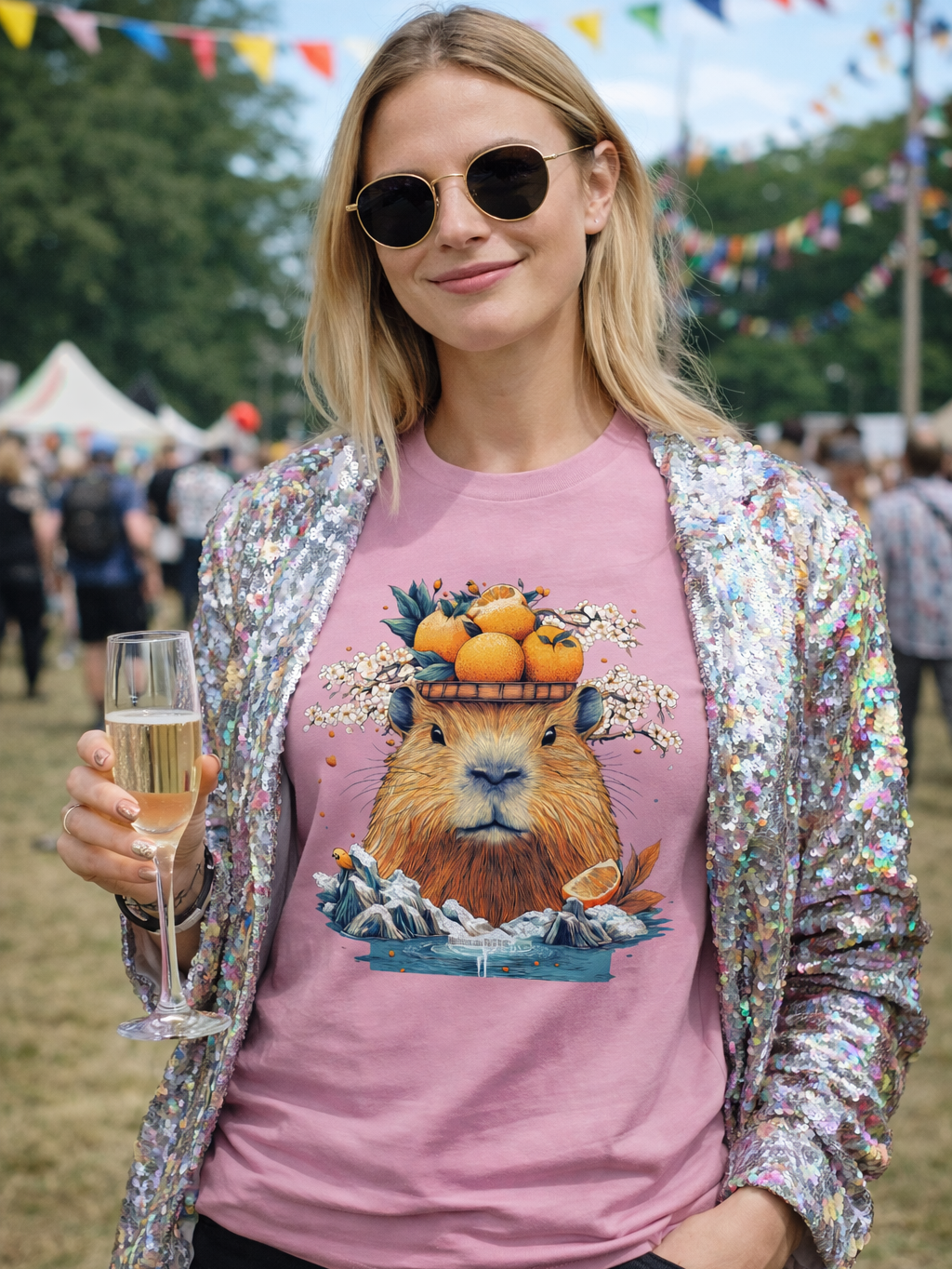 Capybara in the Hotspring Organic Cotton T-shirts
