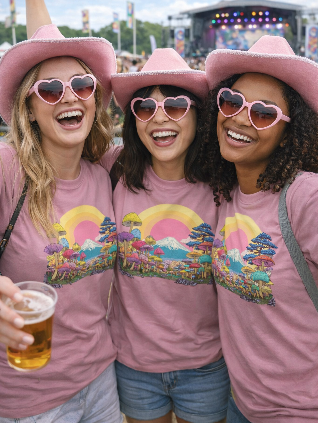 Mt.Fuji and Mashroom Garden Organic Cotton T-shirts