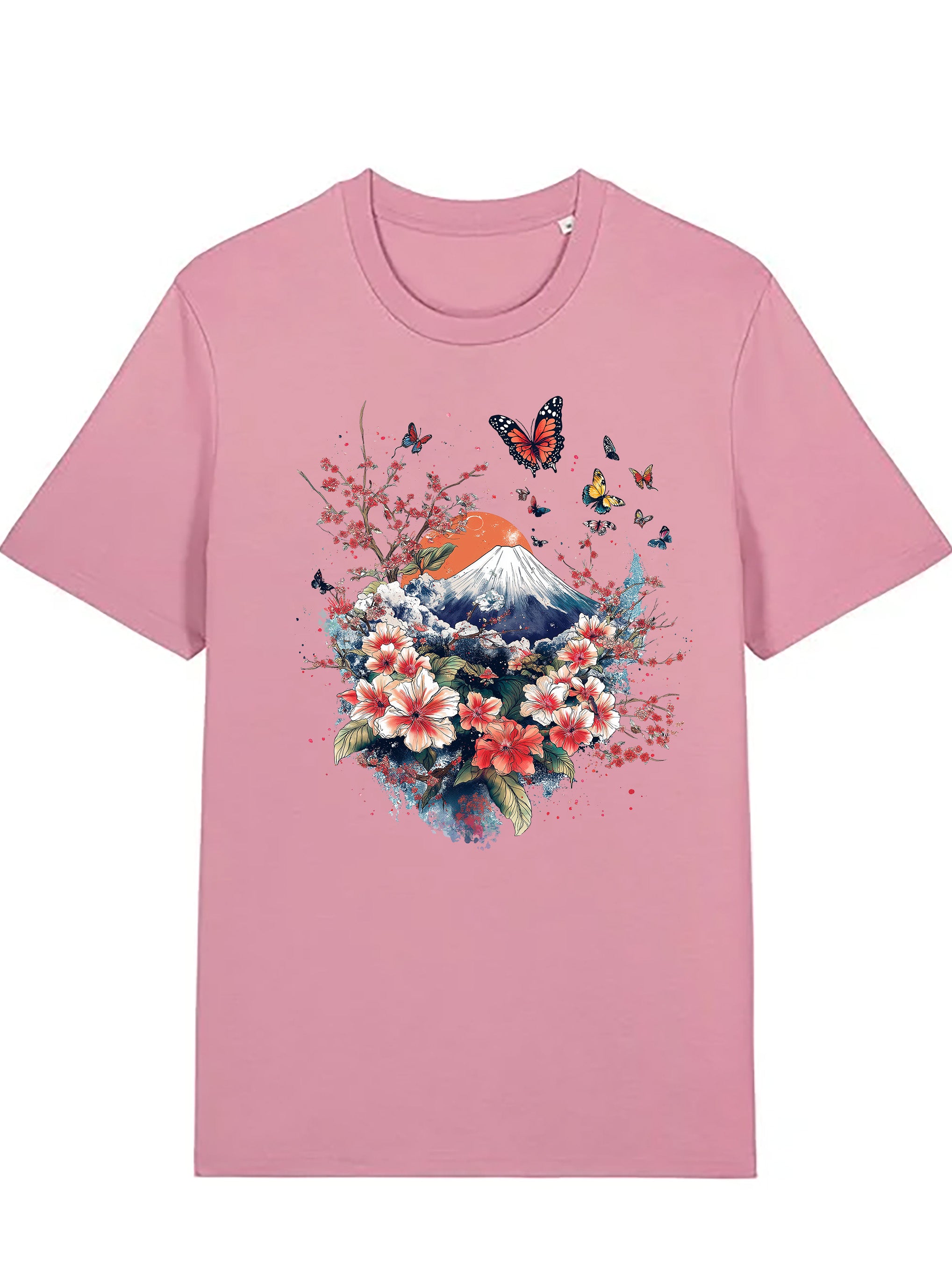 Mt.Fuji and Butterfly Organic Cotton T-shirts