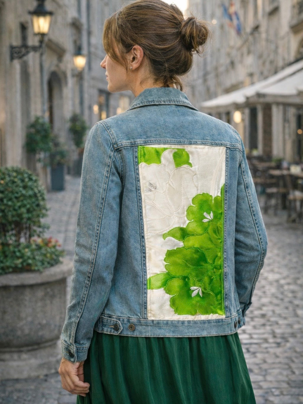 Japanese Obi Denim Jacket – One of One Reworked Vintage Silk Panel