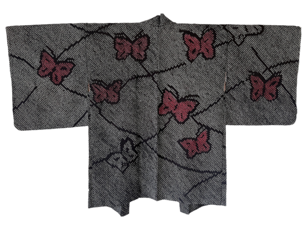 Shibori black butterfly vintage haori