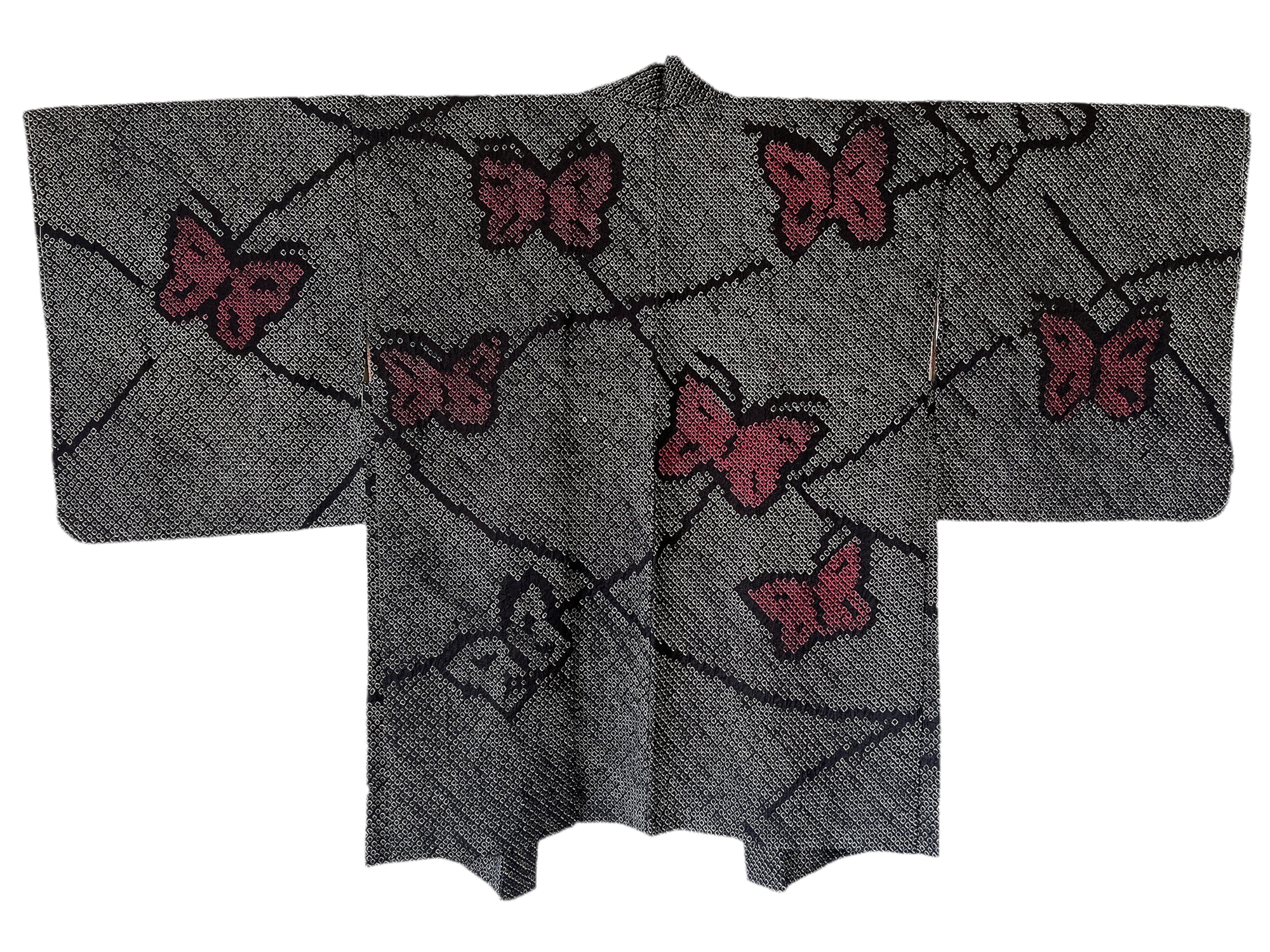 Shibori black butterfly vintage haori