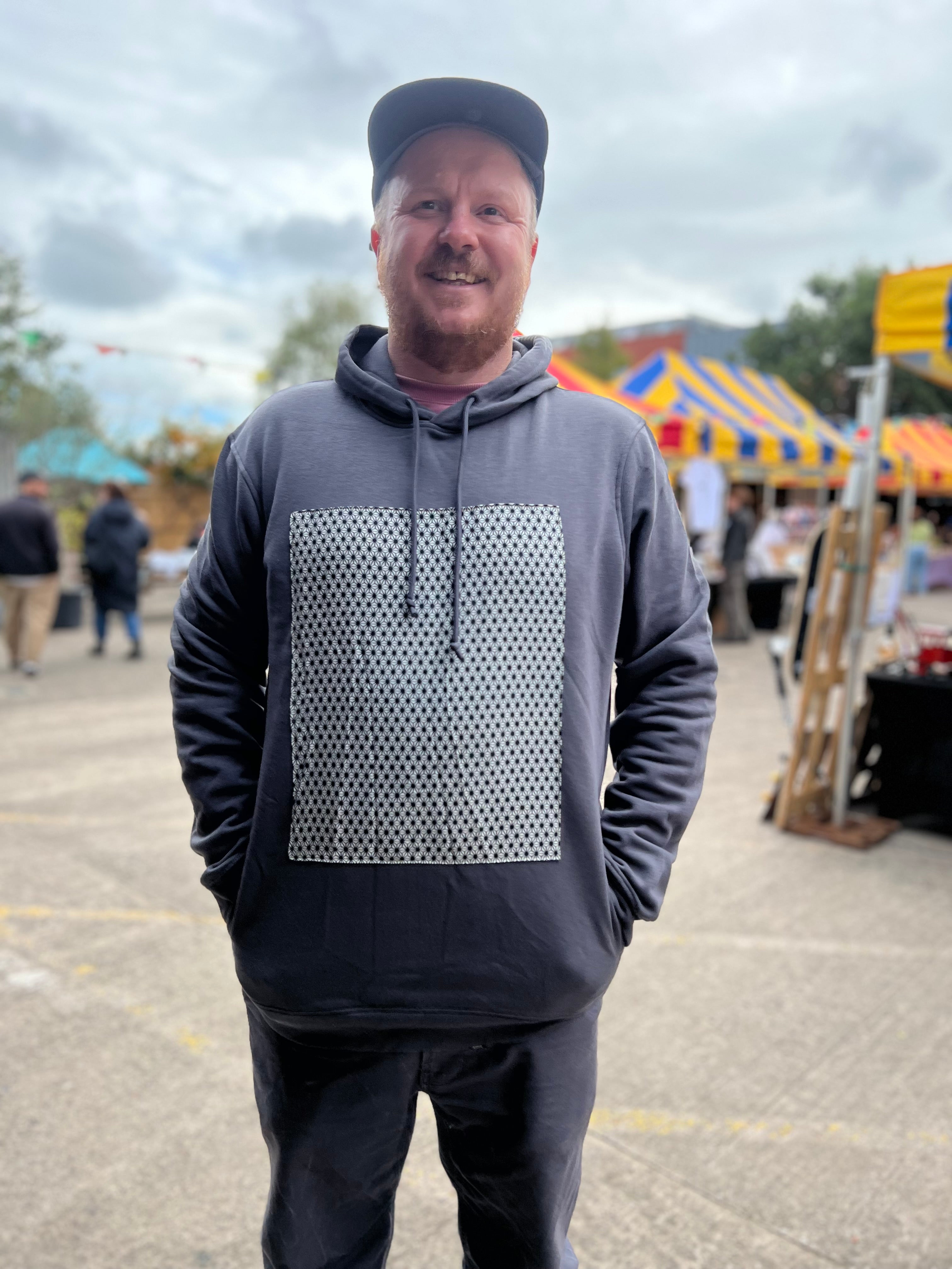 Handmade Upcycled Kimono Organic Cotton Hoodie S size