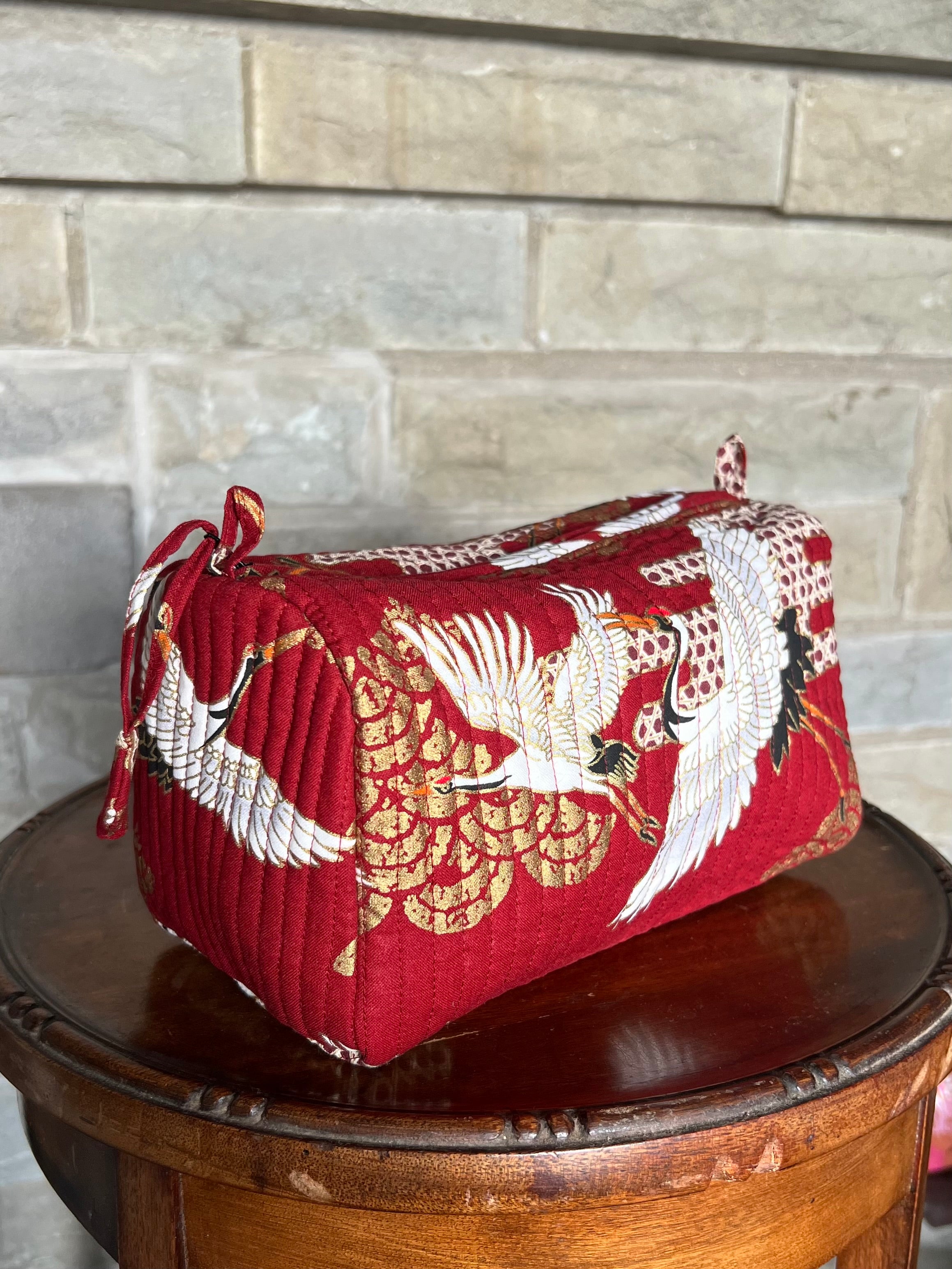 Handmade Japanese Cotton Pouch with Gold Print