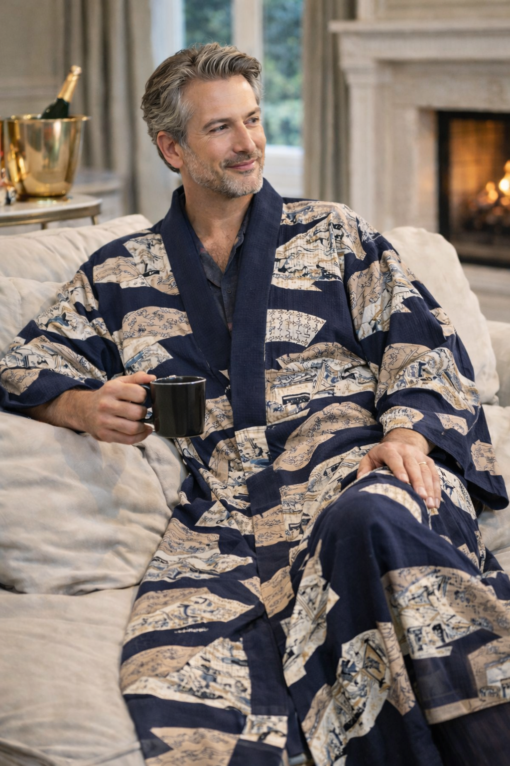 Vintage Japanese Wool Juban Robe One of a Kind Men’s House Coat