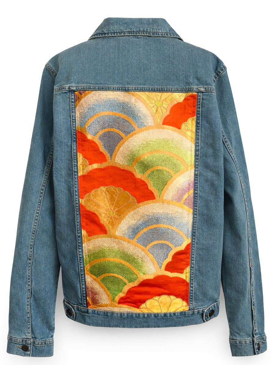 Japanese Obi Denim Jacket – One of One Reworked Vintage Silk Panel