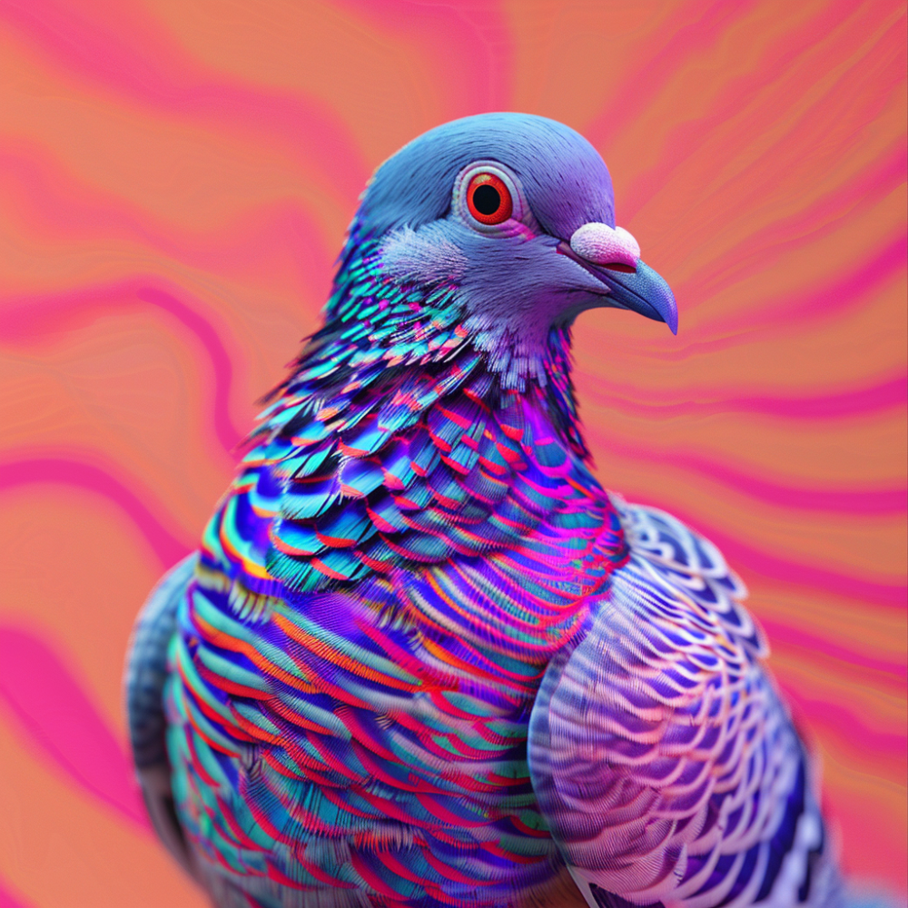 Psychedelic Pigeon Illustration Tote bag