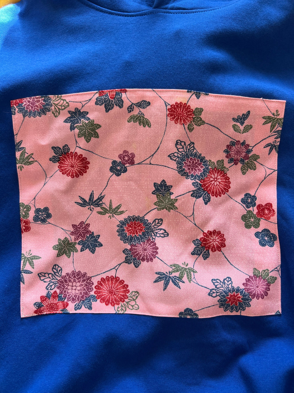 Handmade Upcycled Kimono Organic Cotton Hoodie L size