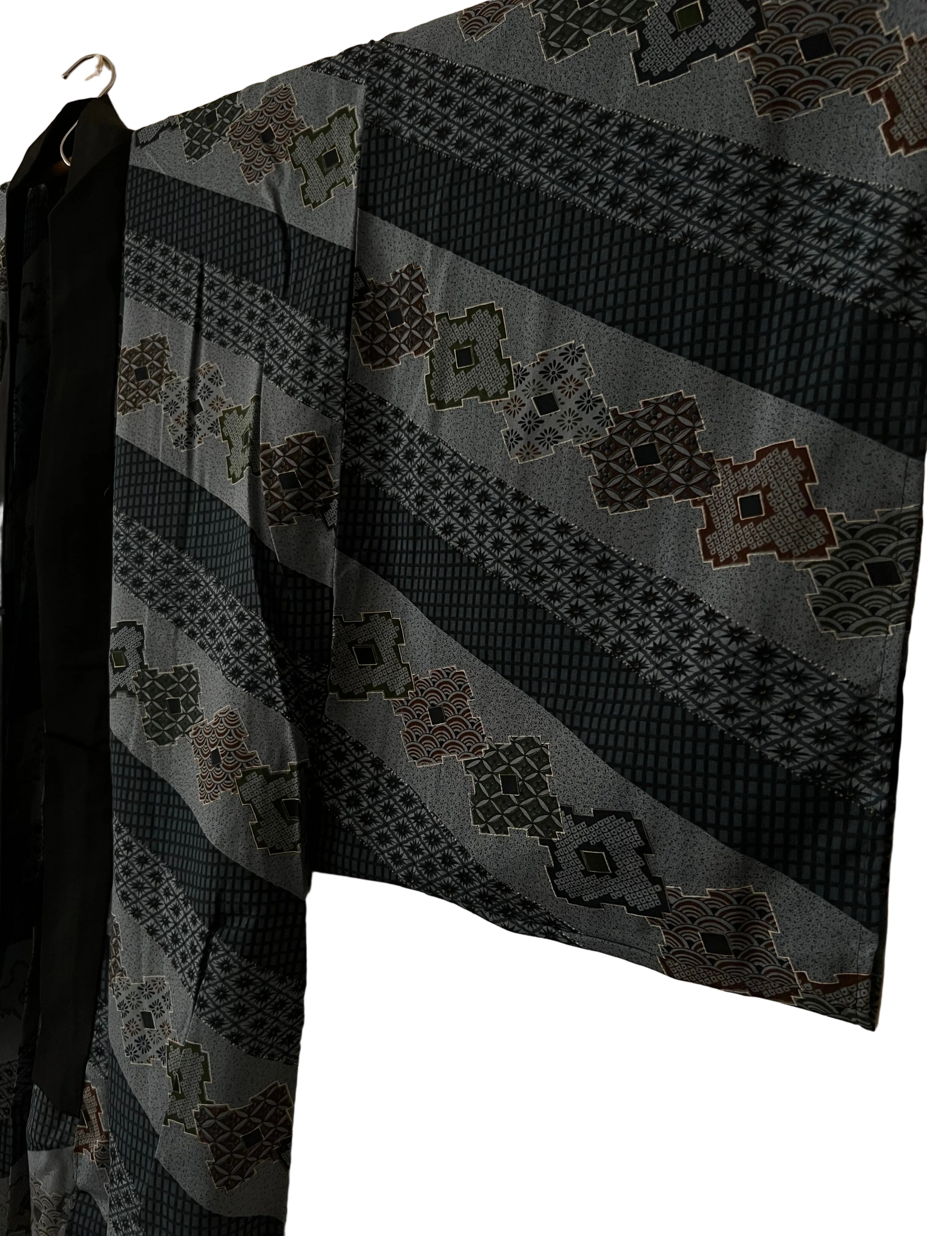 Sheer Wool Men’s Kimono Robe – Indigo Grey Vintage Juban