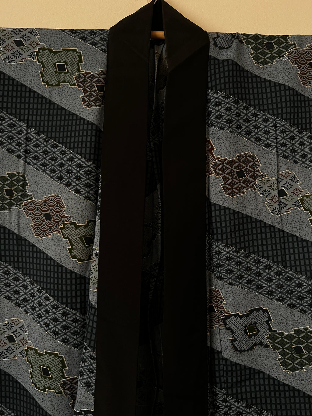 Sheer Wool Men’s Kimono Robe – Indigo Grey Vintage Juban