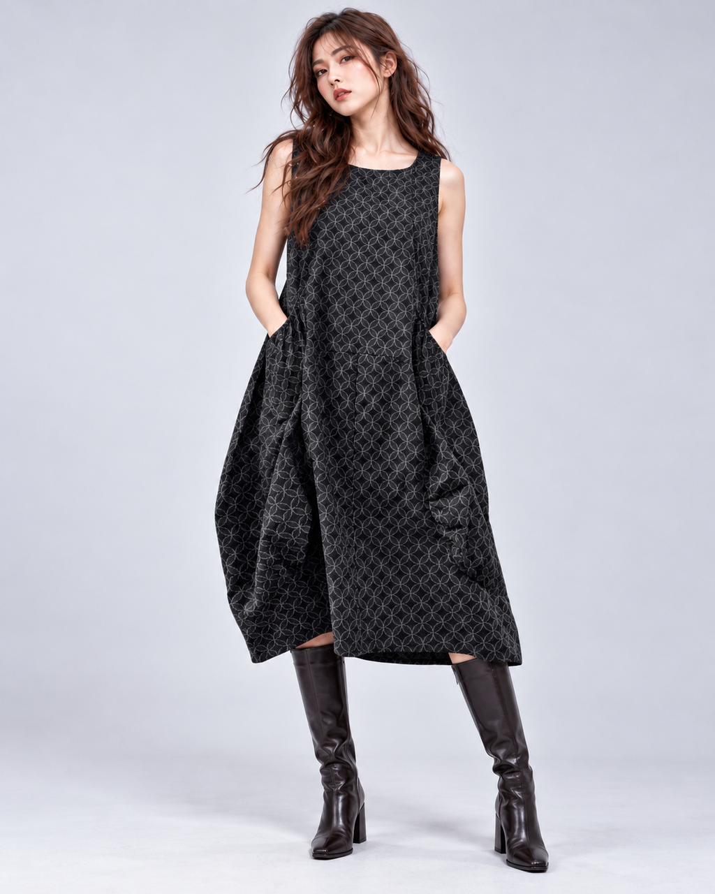 Rikka 2026 Shippo Pattern Cotton Dress – Made in Japan