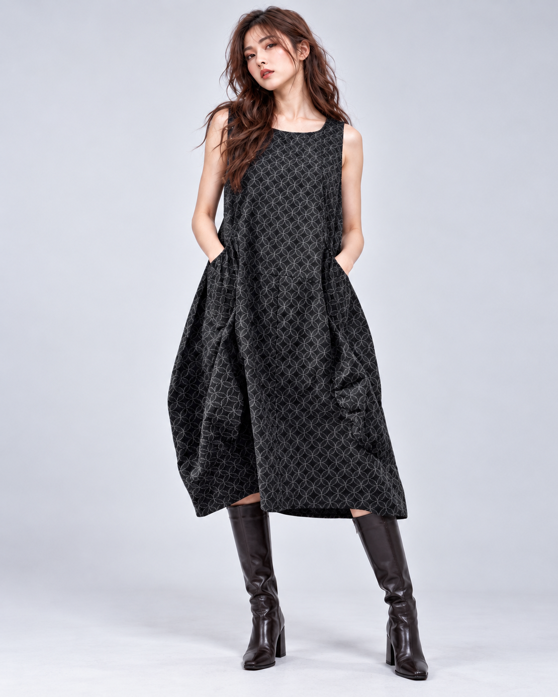 Rikka 2026 Shippo Pattern Cotton Dress – Made in Japan