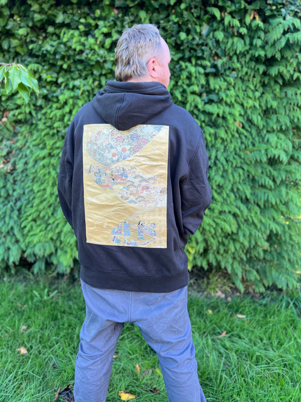 Handmade Upcycled Obi Organic Cotton Hoodie 3XL size