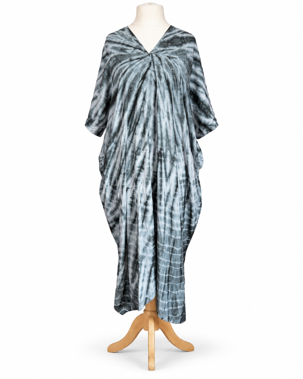 Hand Dyed Cotton Viscose Tie-Dye Kaftan Dress