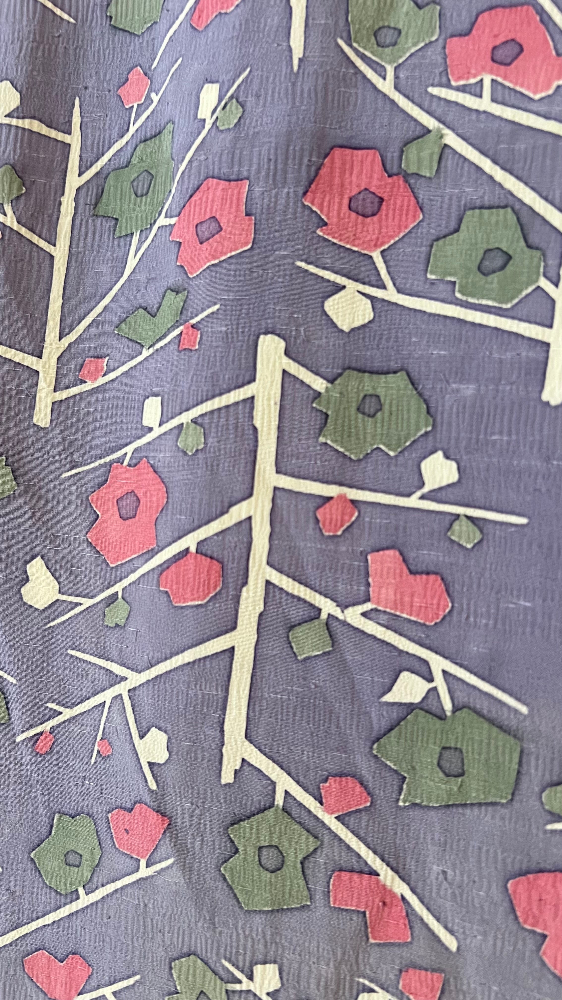 Floral Branch Luxury Vintage Silk Kimono Gown