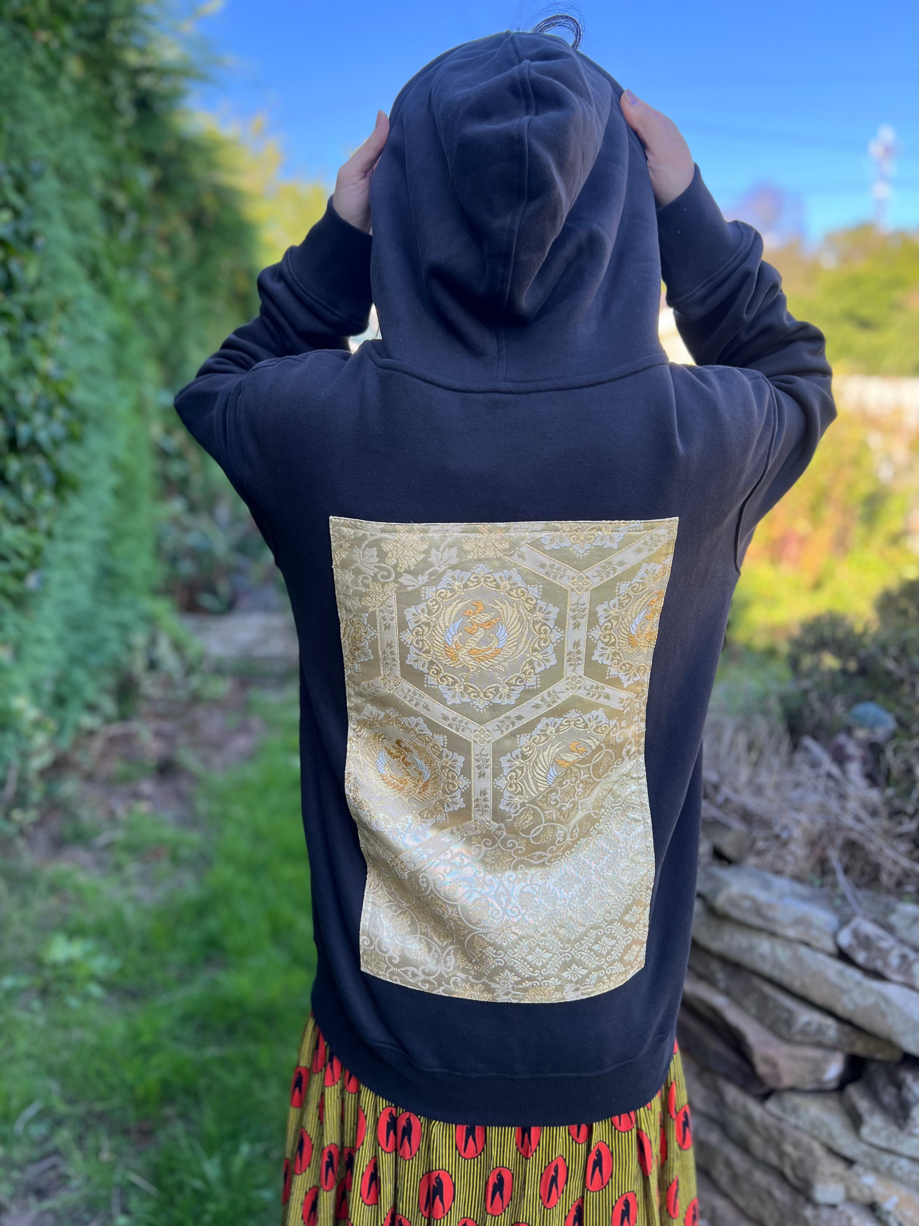 Handmade Upcycled Obi Organic Cotton Hoodie Lsize