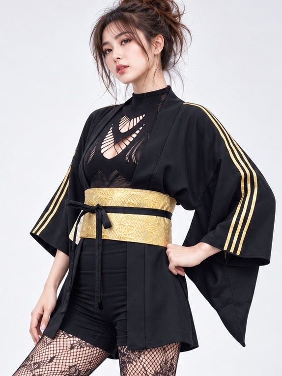 Reworked Vintage Japanese Family Crest Kimono Jacket