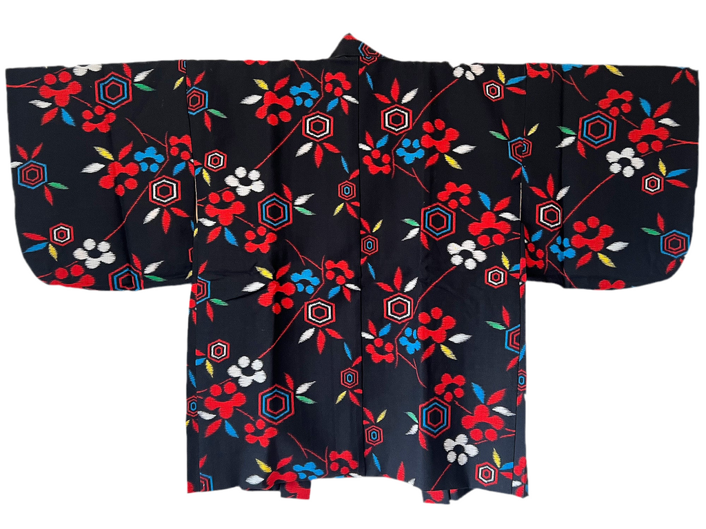 HEXAGON AND PLUM FLOWER KASURI