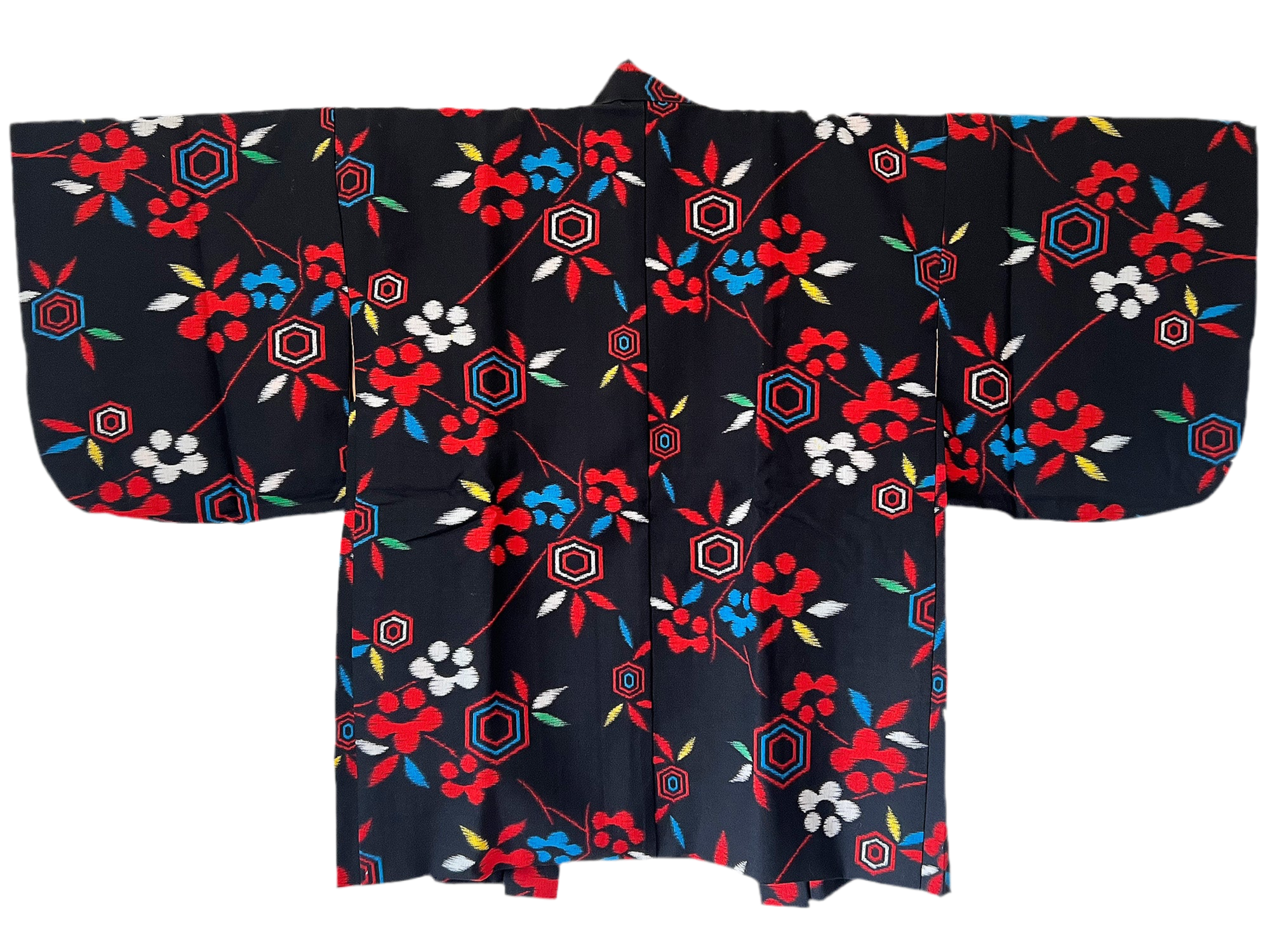 HEXAGON AND PLUM FLOWER KASURI