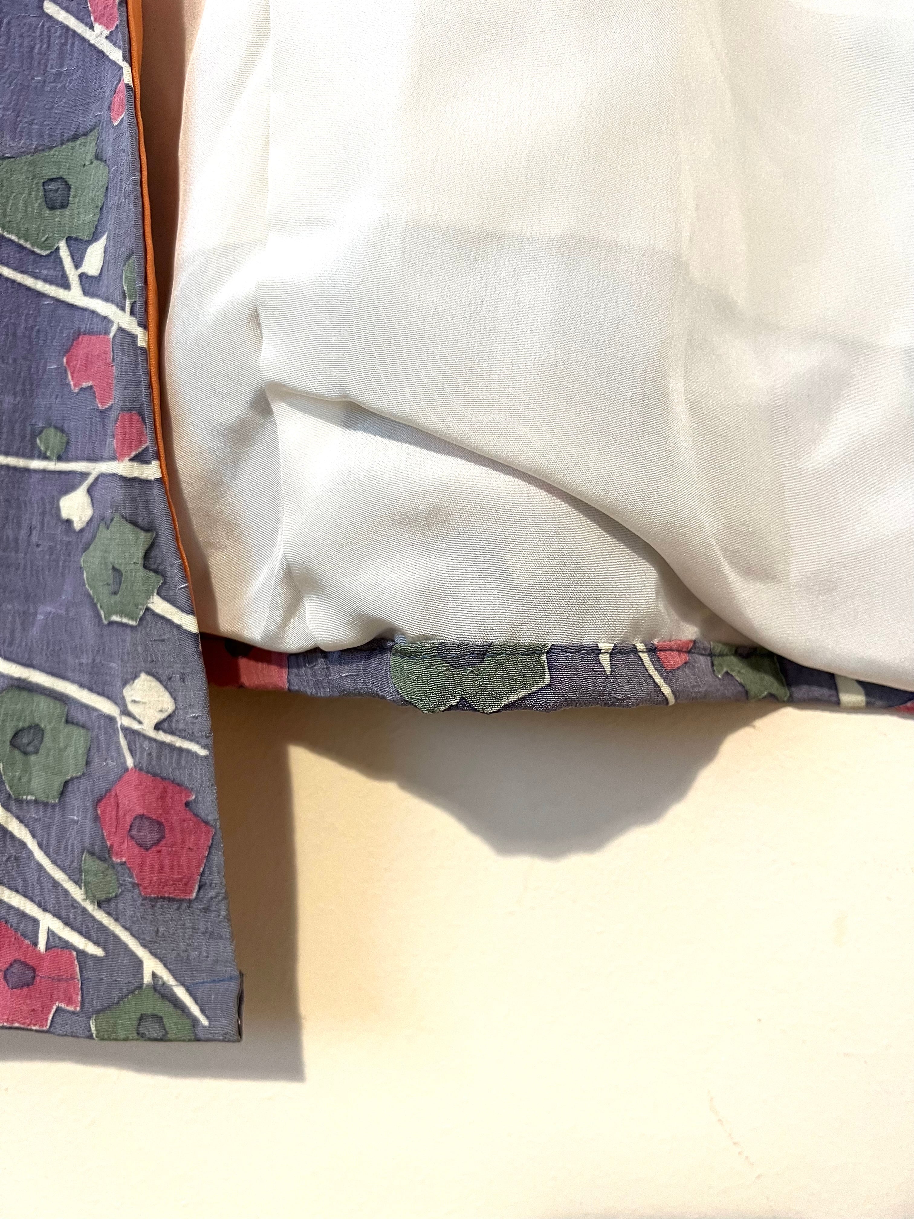 Floral Branch Luxury Vintage Silk Kimono Gown