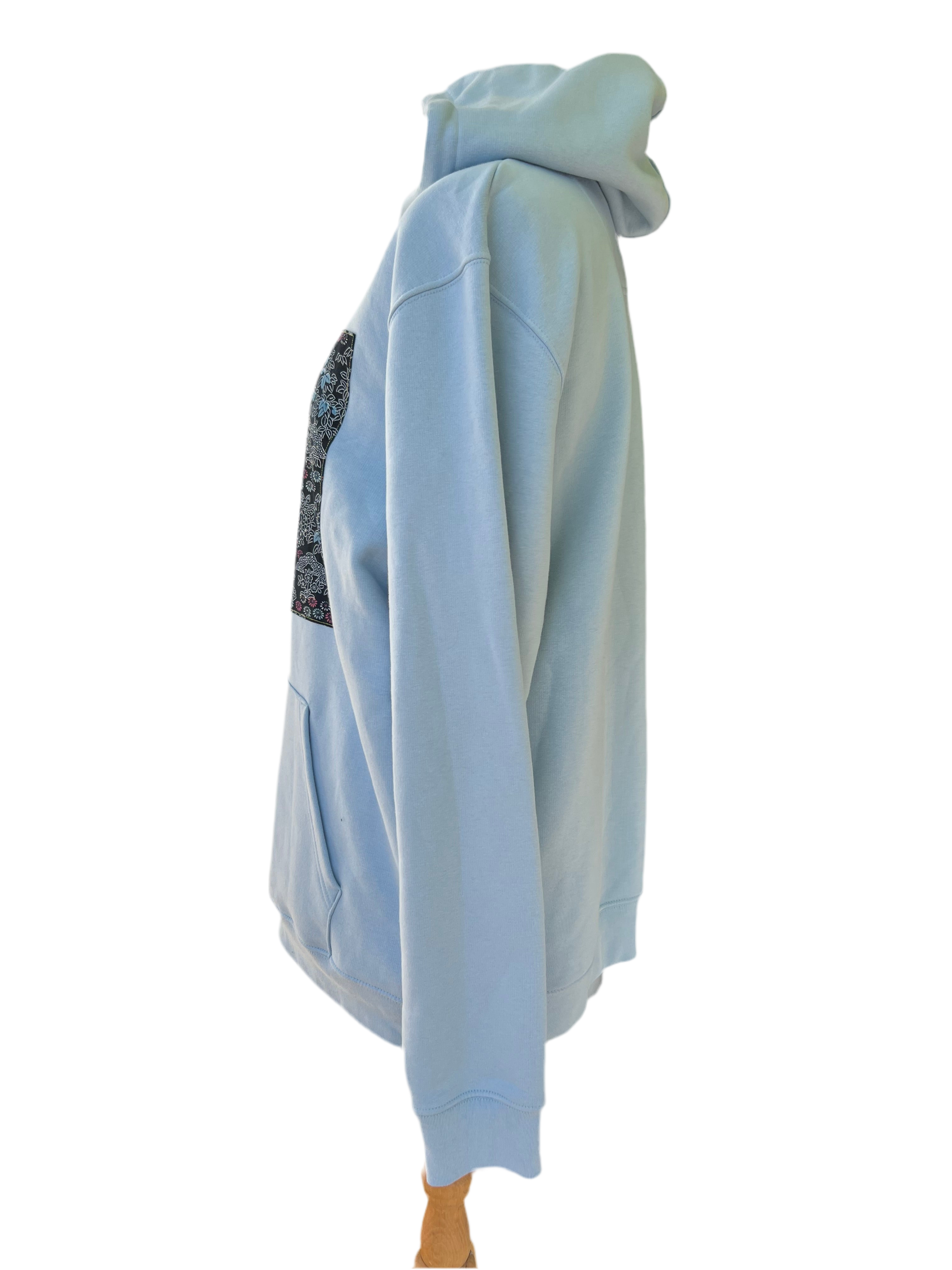 Handmade Upcycled Kimono Organic Cotton Hoodie XL size