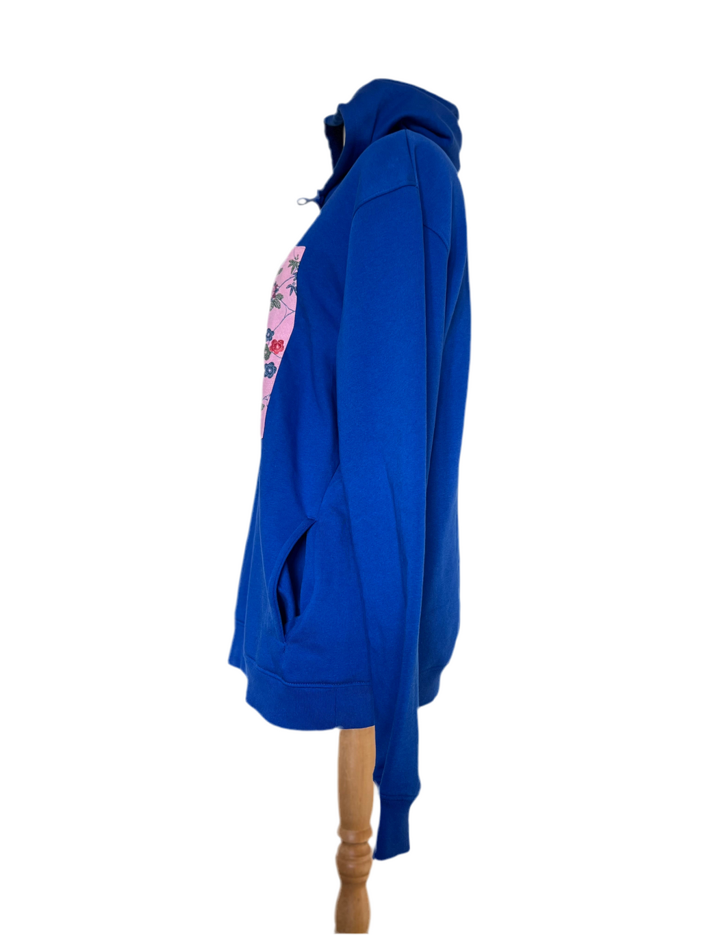 Handmade Upcycled Kimono Organic Cotton Hoodie L size