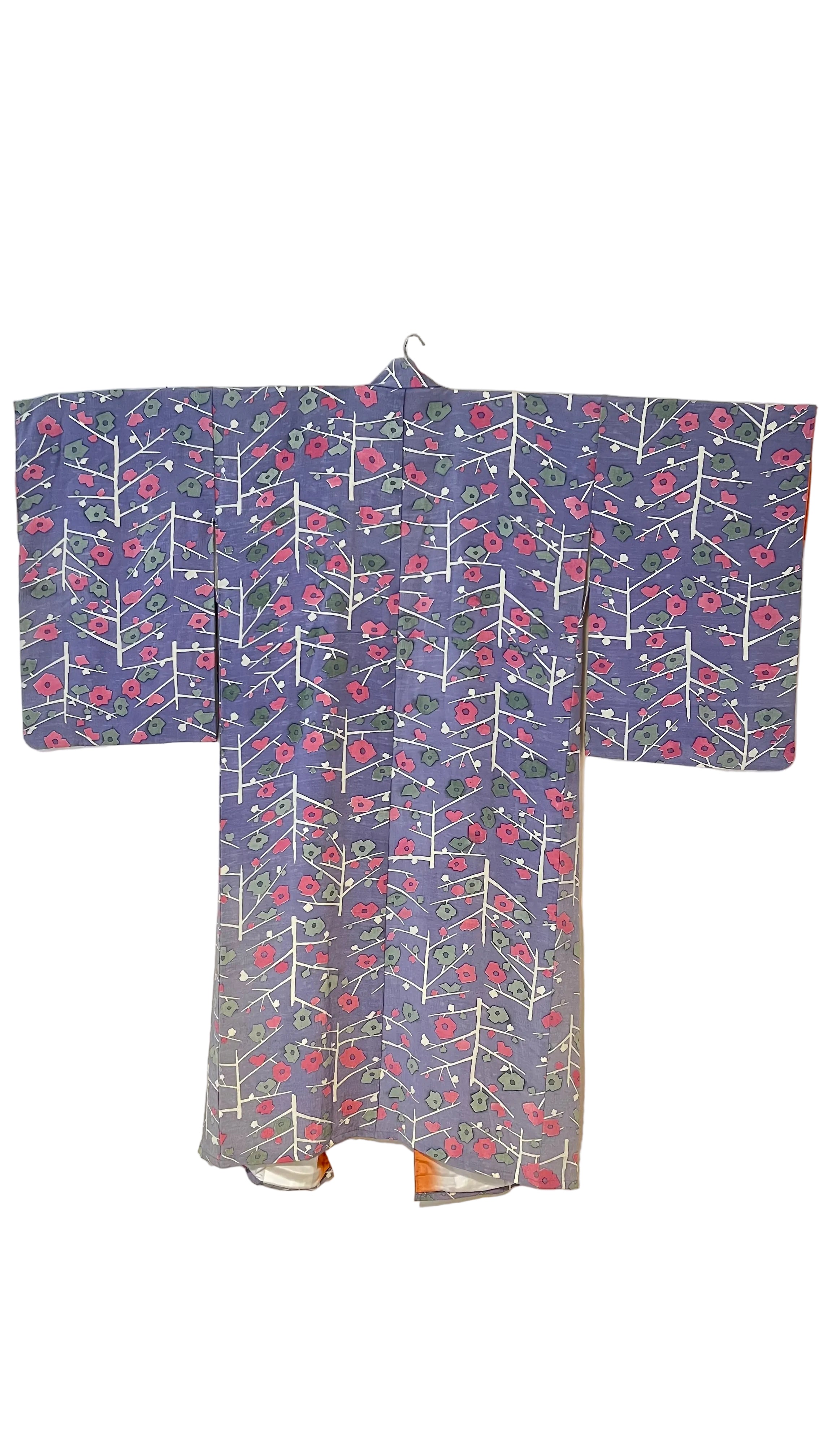 Floral Branch Luxury Vintage Silk Kimono Gown