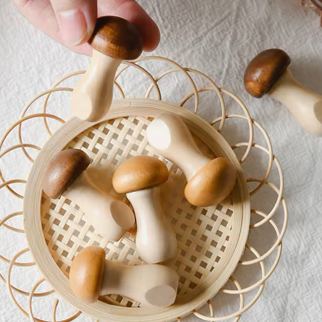 Cute Wooden Mushroom Chopstick Rests – 2-Piece Set