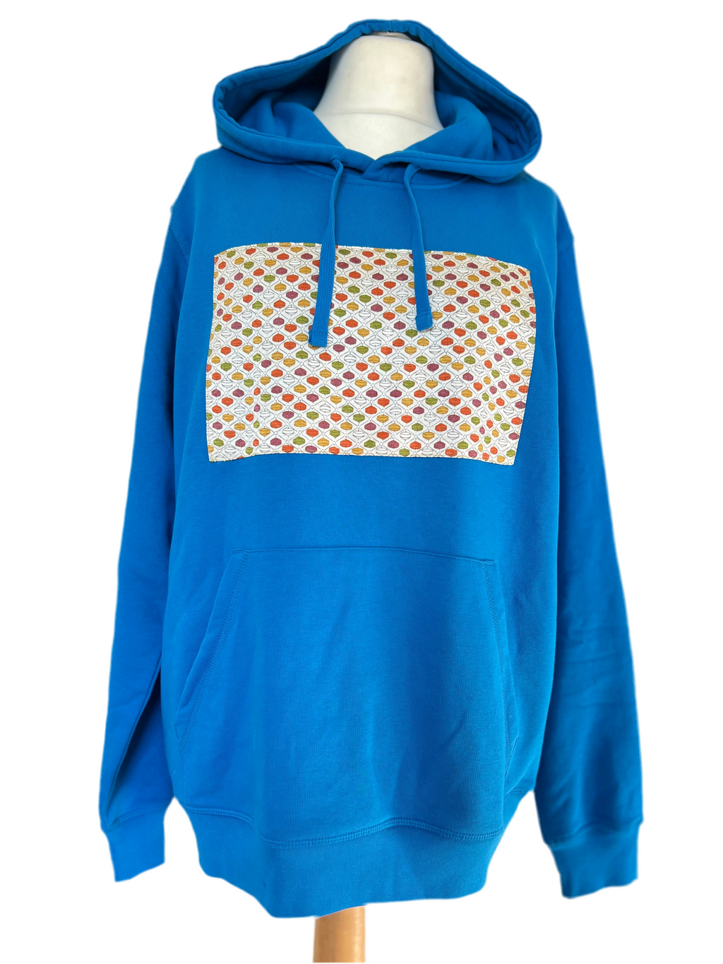 Handmade Upcycled Kimono Organic Cotton Hoodie XL size