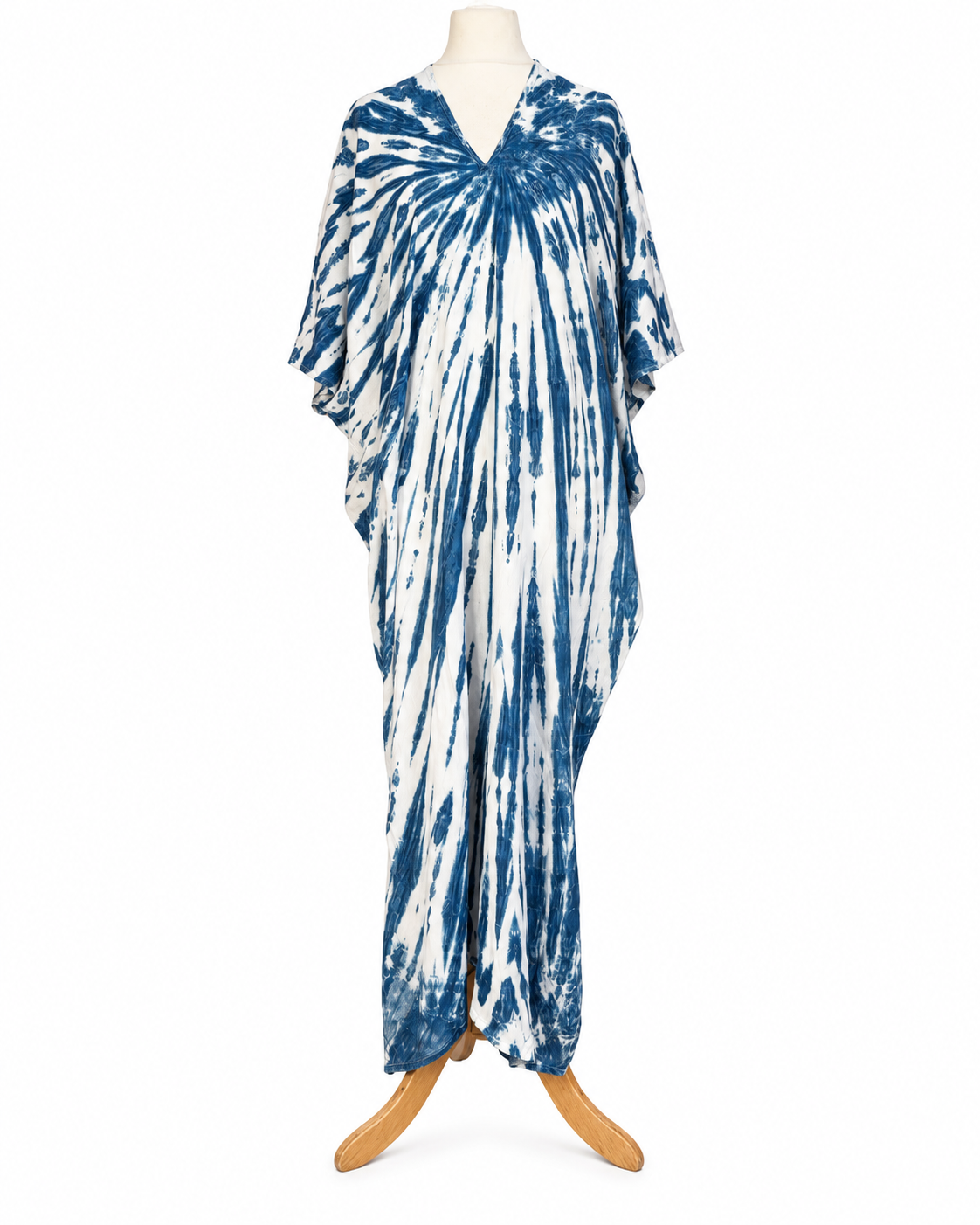 Hand Dyed Cotton Viscose Tie-Dye Kaftan Dress