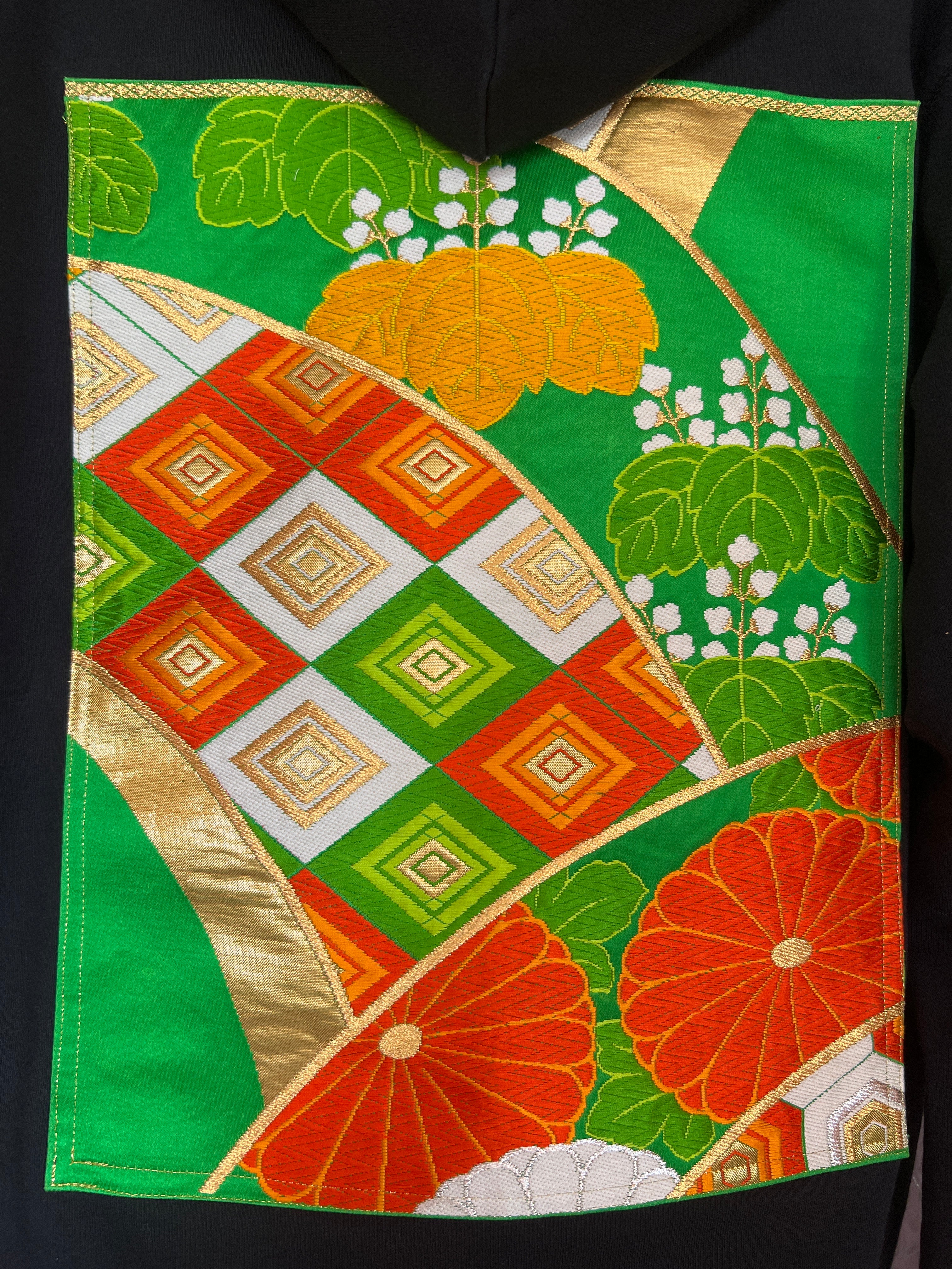 Handmade Upcycled Obi Organic Cotton Hoodie Lsize