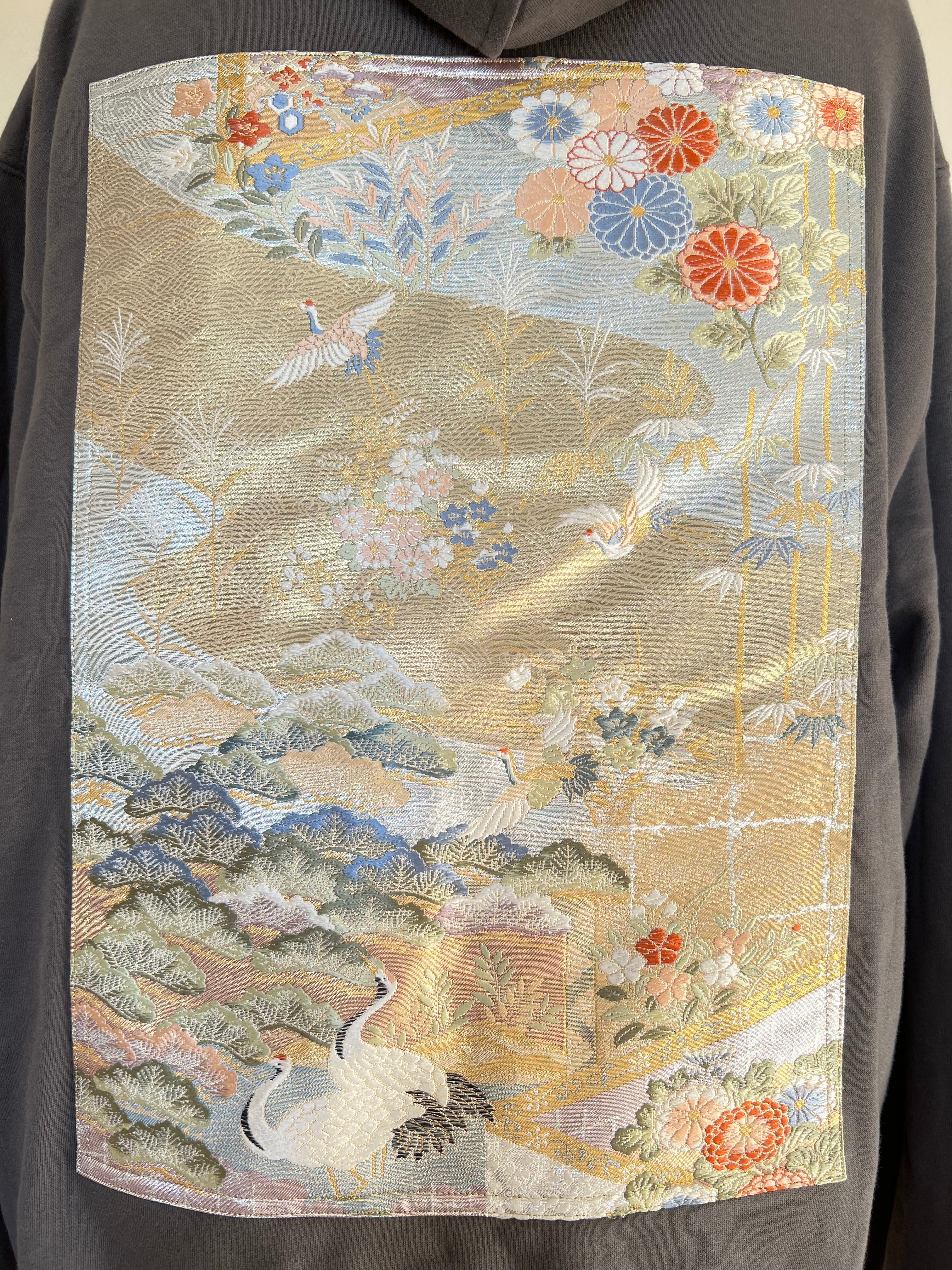 Handmade Upcycled Obi Organic Cotton Hoodie 2XLsize