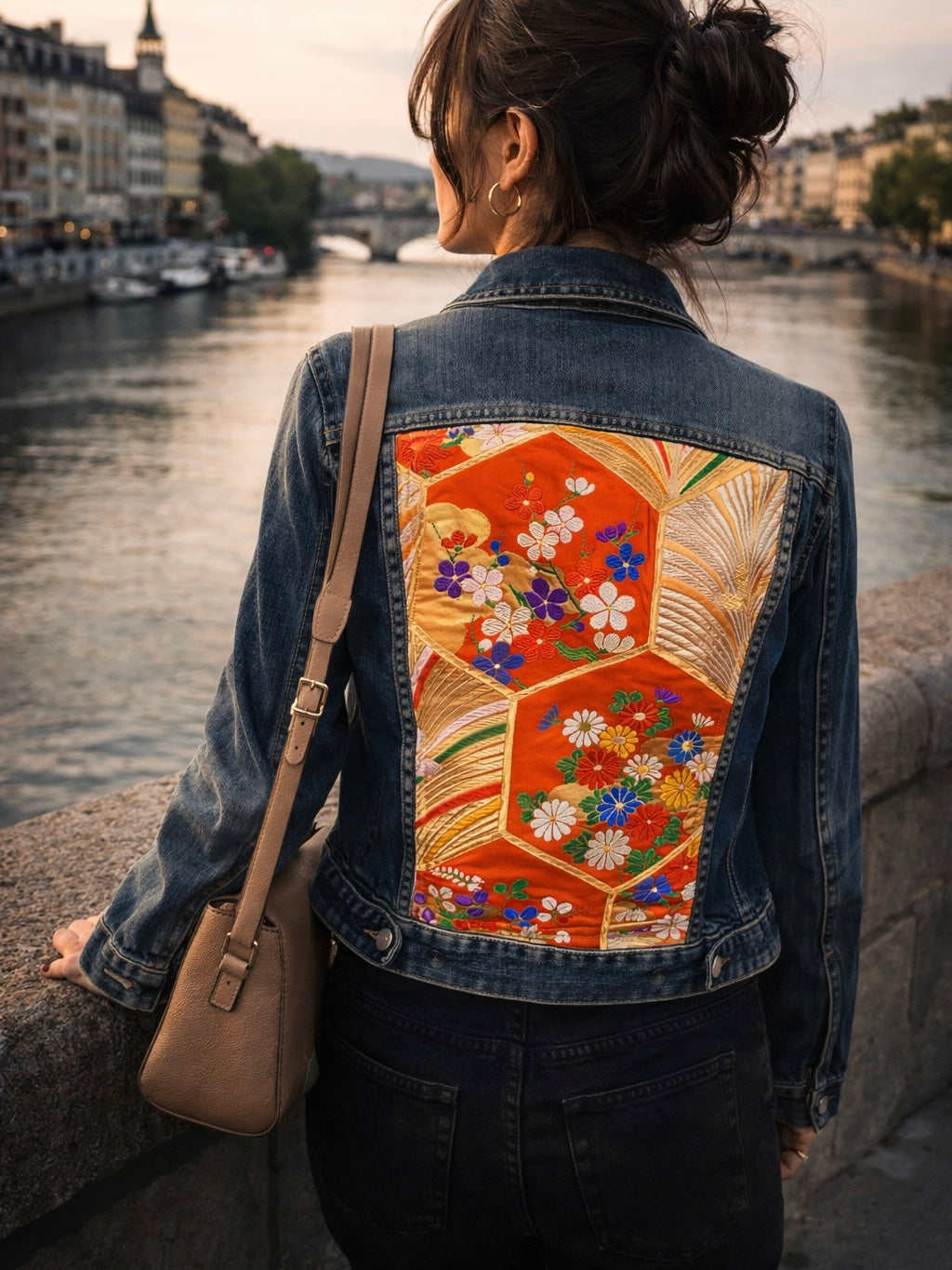 Japanese Obi Denim Jacket – One of One Reworked Vintage Silk Panel