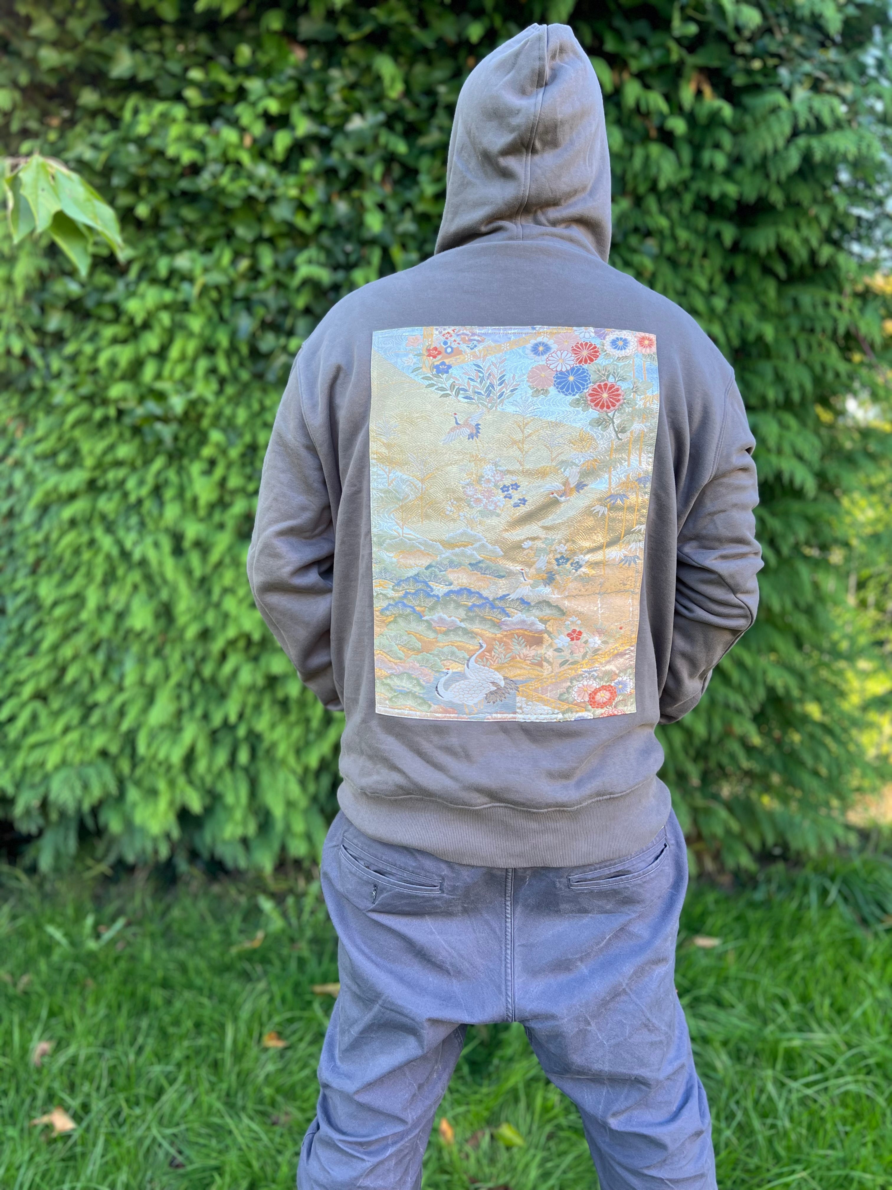 Handmade Upcycled Obi Organic Cotton Hoodie 2XLsize