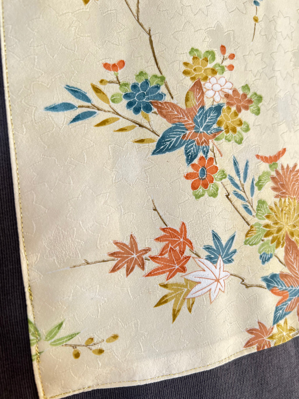 Handmade Upcycled Kimono Organic Cotton Hoodie XL size