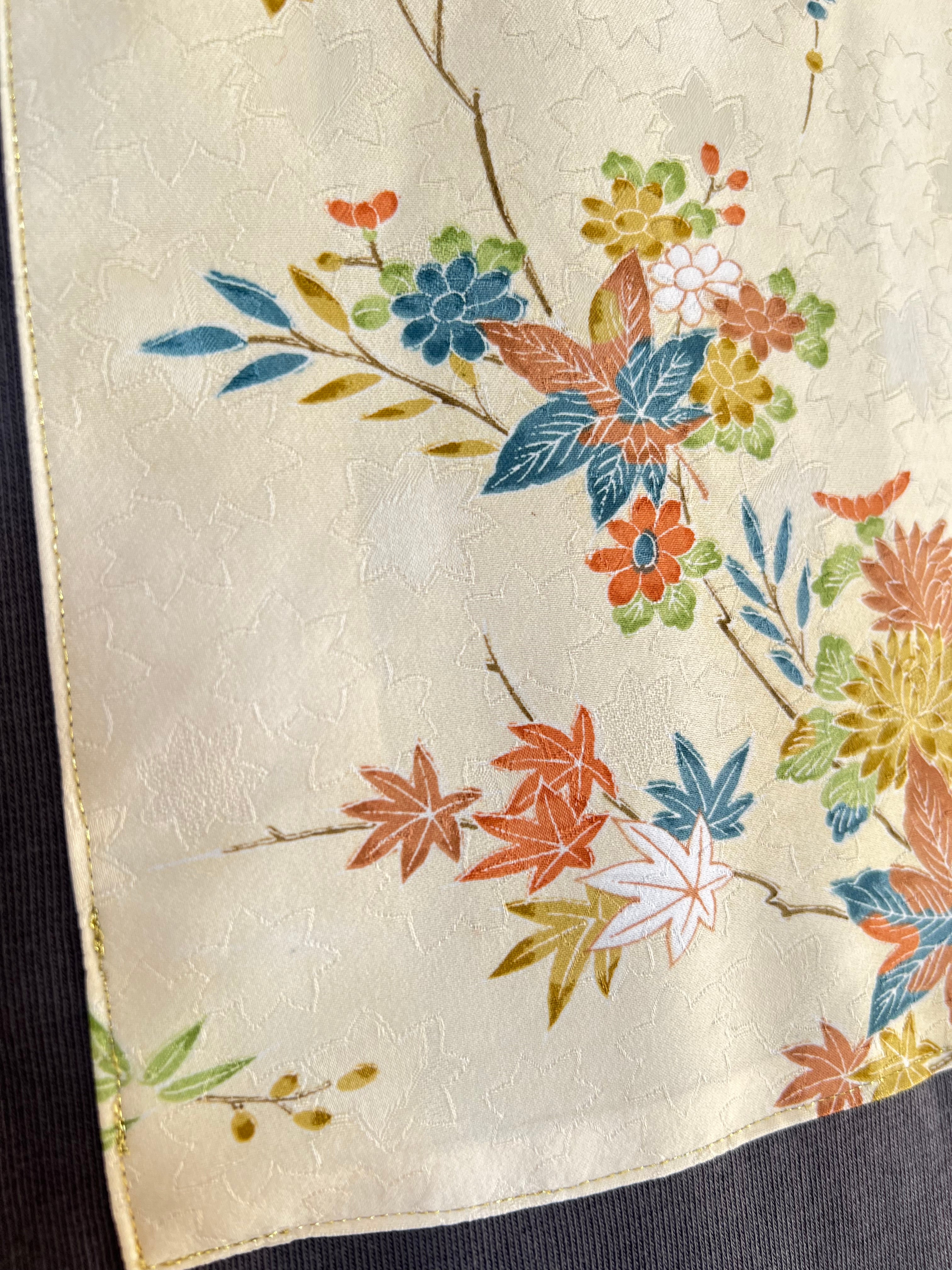 Handmade Upcycled Kimono Organic Cotton Hoodie XL size