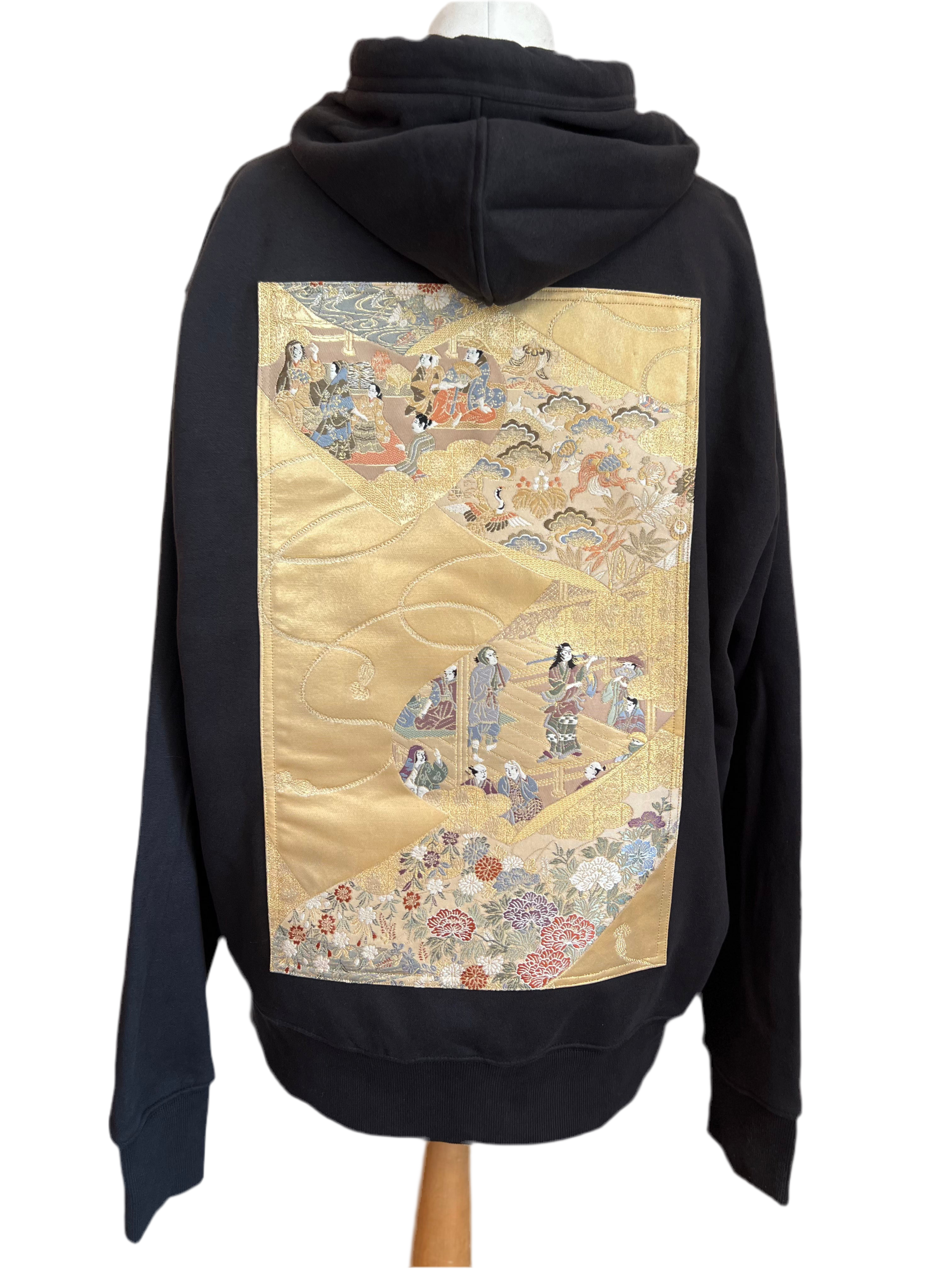 Handmade Upcycled Obi Organic Cotton Hoodie XLsize