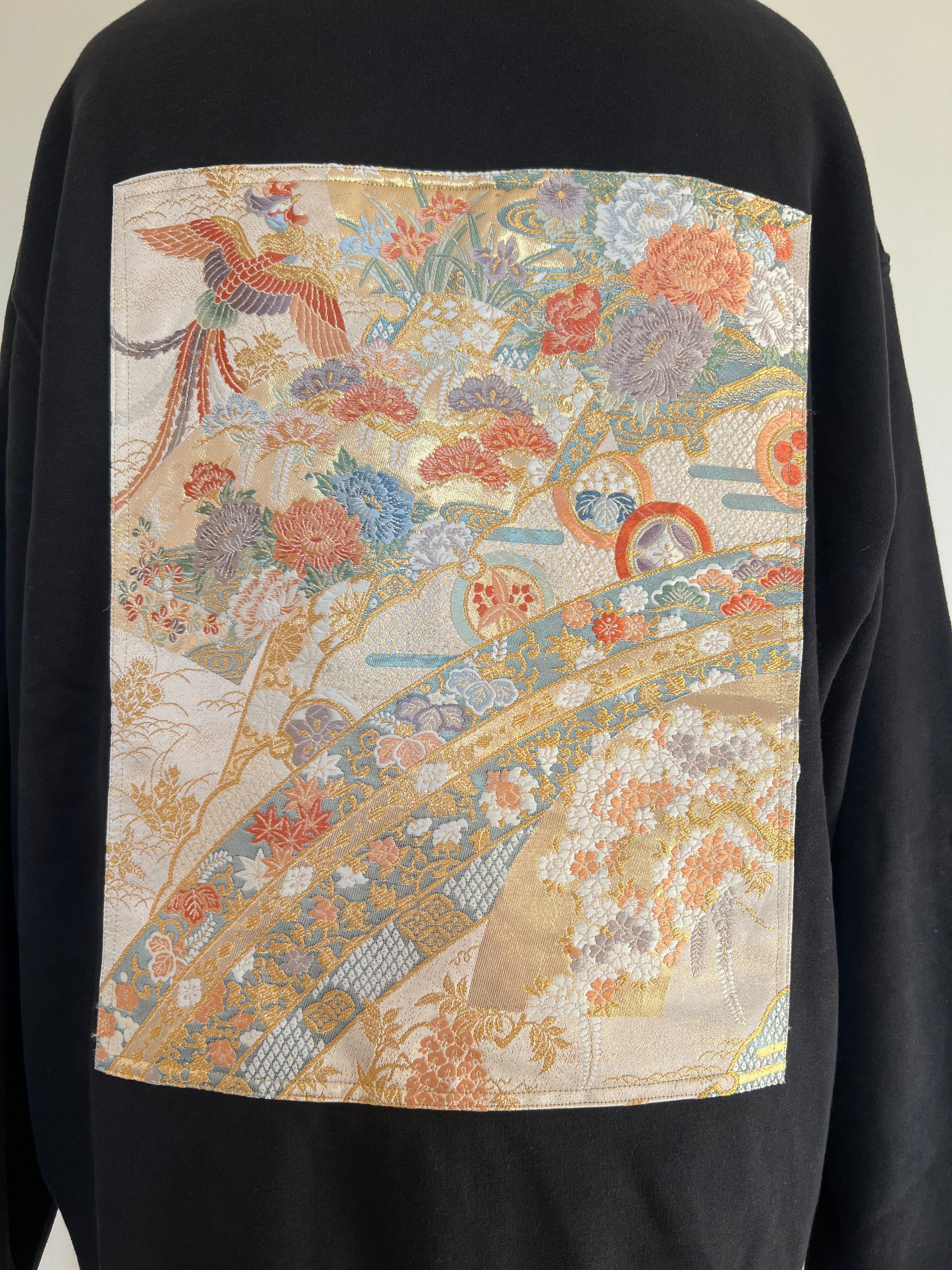 Handmade Upcycled Obi Organic Cotton Hoodie XL size